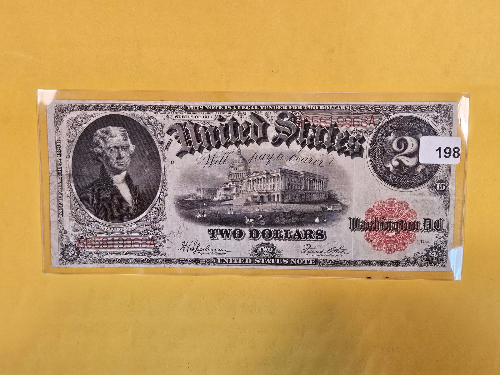 Series of 1917 Large Size Two Dollar US Legal Tender in Extra Fine (1 of 2)