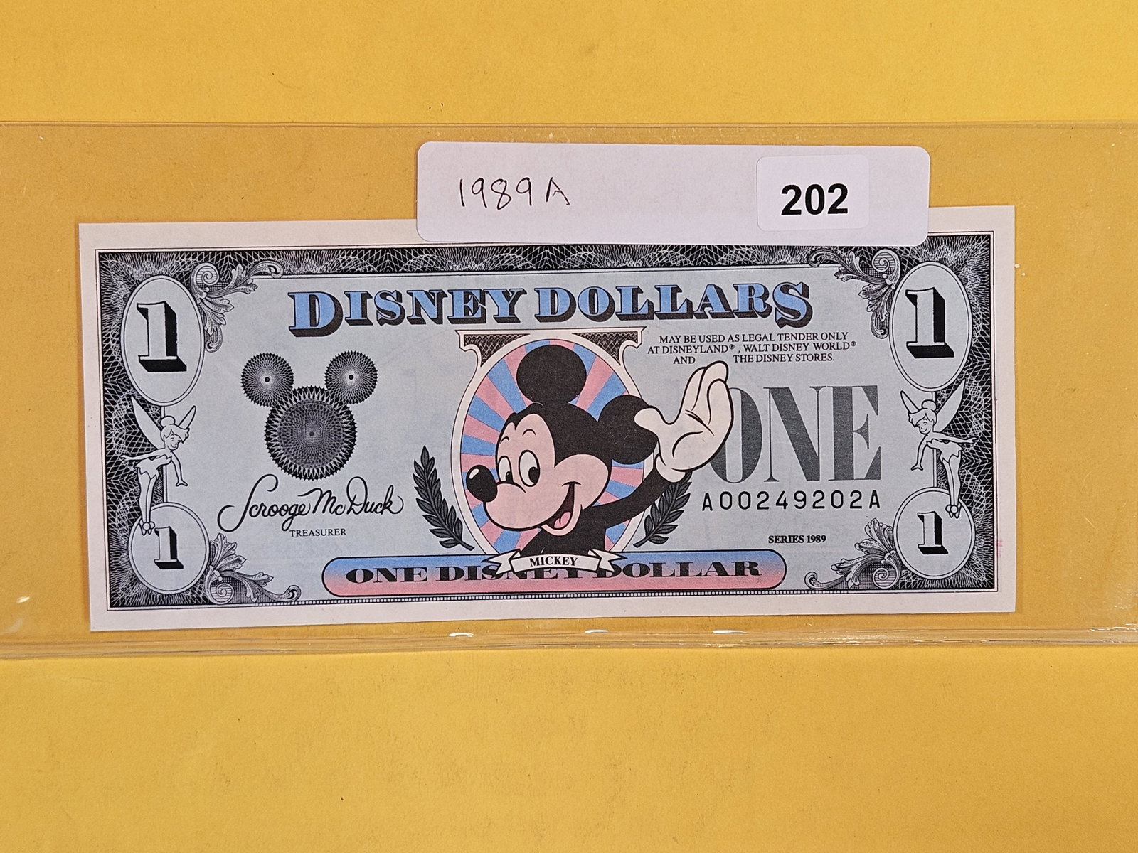 DISNEY DOLLAR!: Crisp Uncirculated 1989-A. Third Issue. Mickey