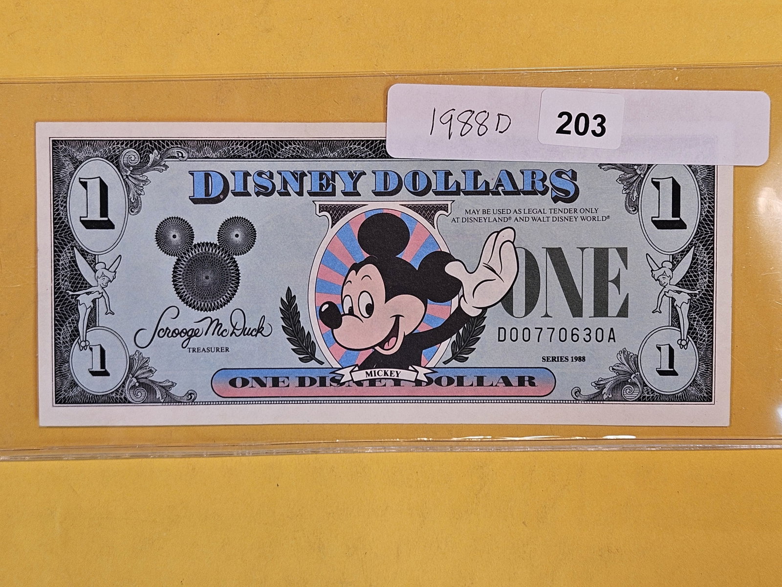 DISNEY DOLLAR!: Crisp Uncirculated 1988-D. Second Issue. Main Street