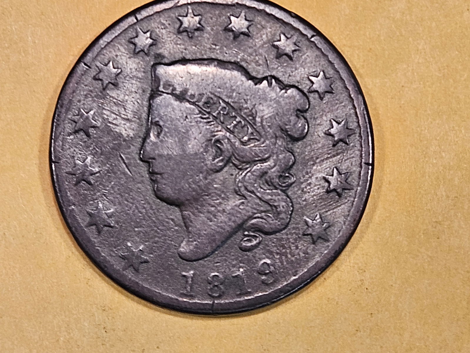 1819 Coronet Head large Cent in Very Good plus (1 of 3)
