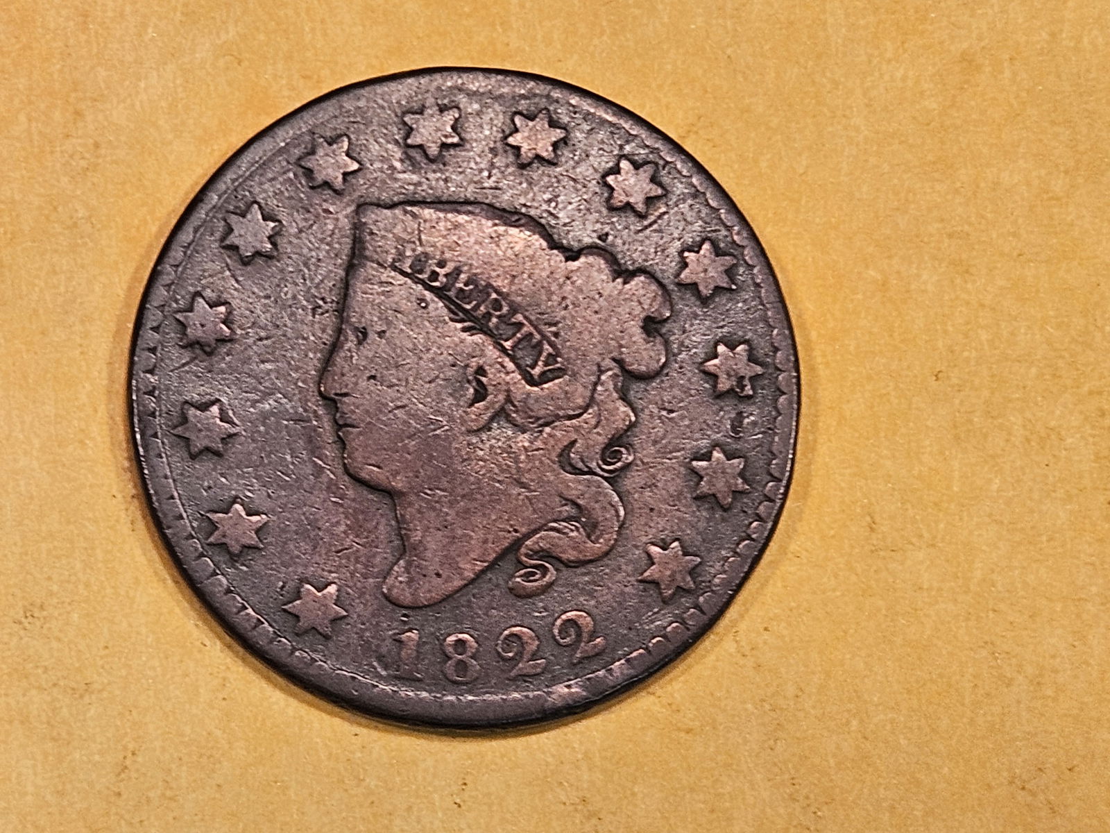 1822 Coronet Head Large Cent in Very Good (1 of 3)