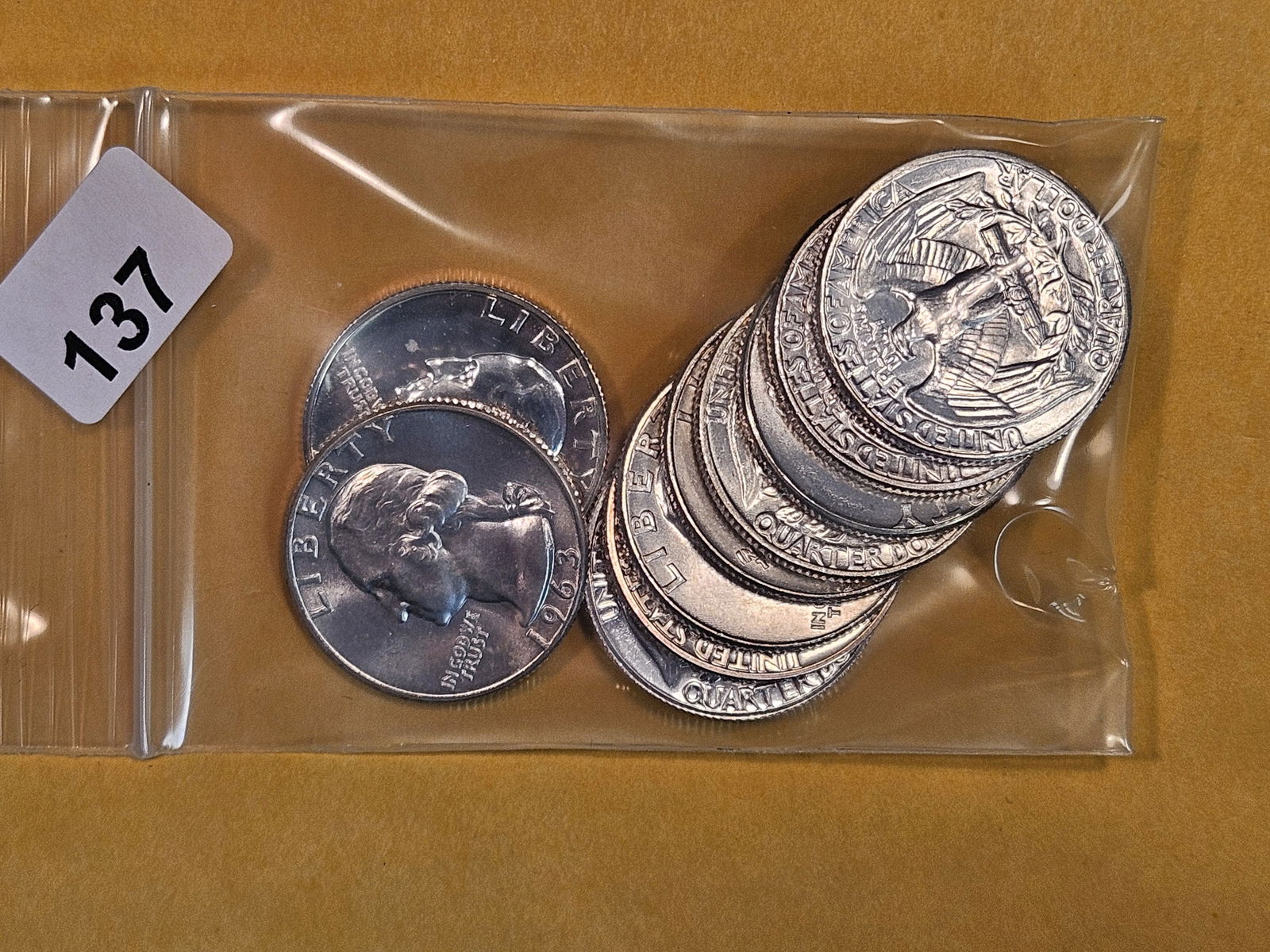 Ten mixed Proof and GEM BU Silver Washington Quarters (1 of 2)