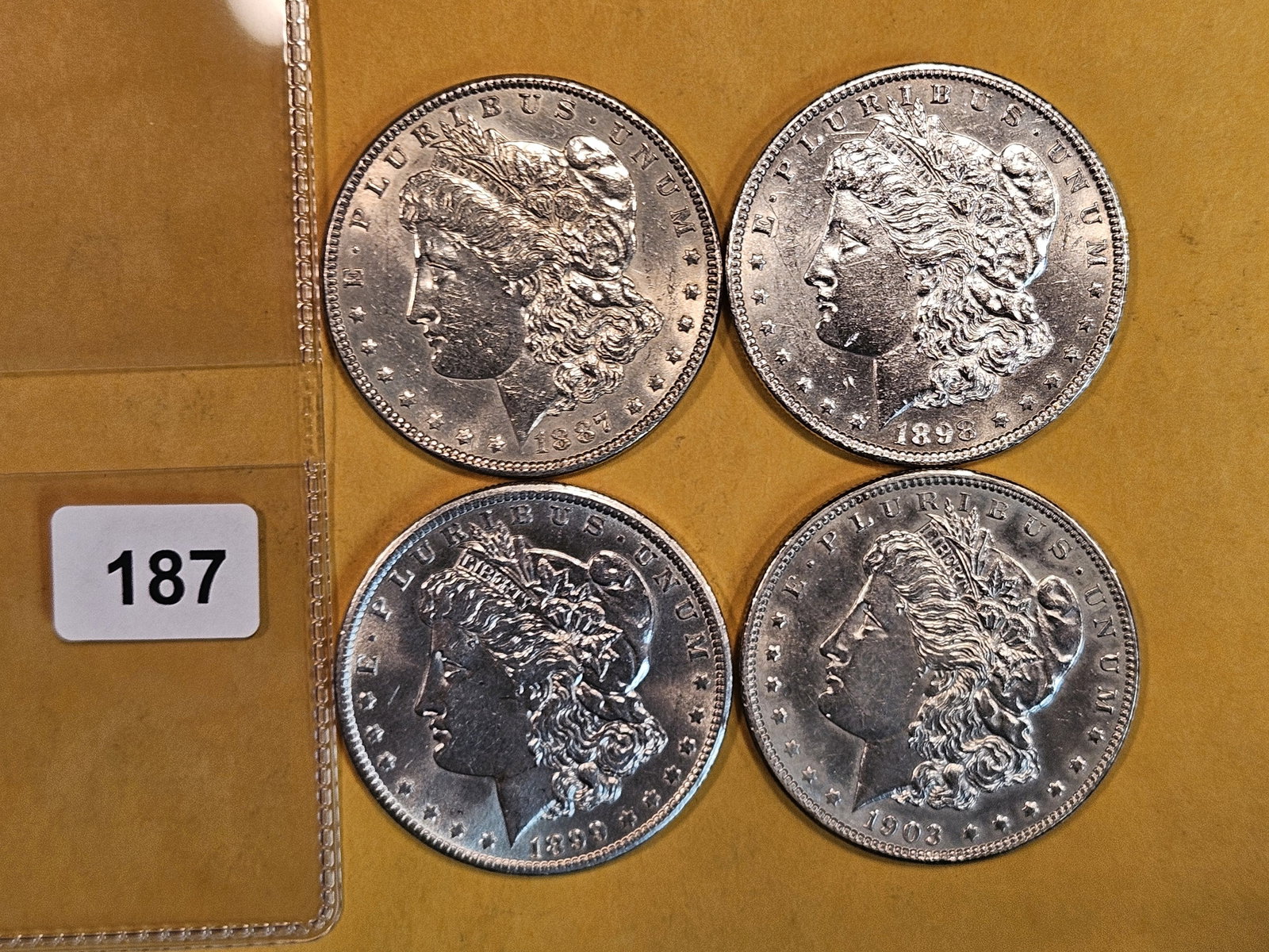 Four Brilliant About Uncirculated Plus Morgan Silver Dollars (1 of 3)