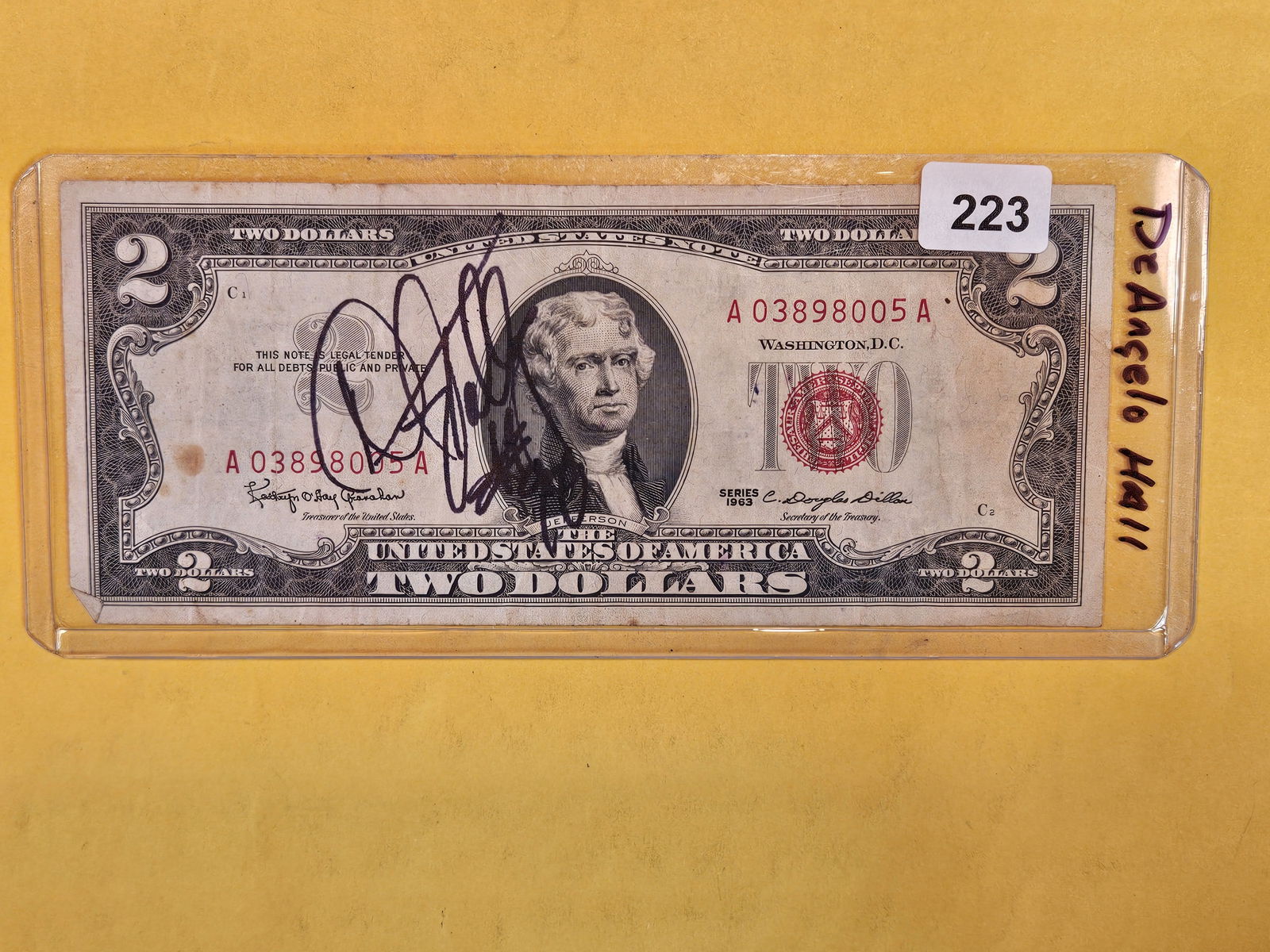 Signed 1963 Two Dollar US Red Seal note (1 of 3)