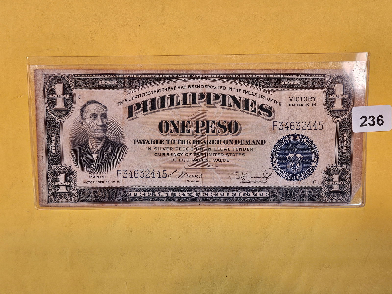 Victory Series No. 66 Philippines One Peso (1 of 2)
