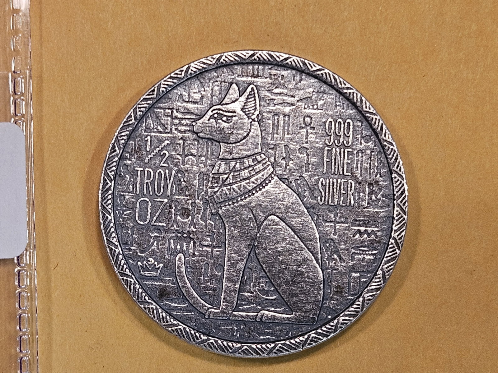 One-Half Troy ounce .999 fine silver art round: Looks like Egyptian hieroglyphics