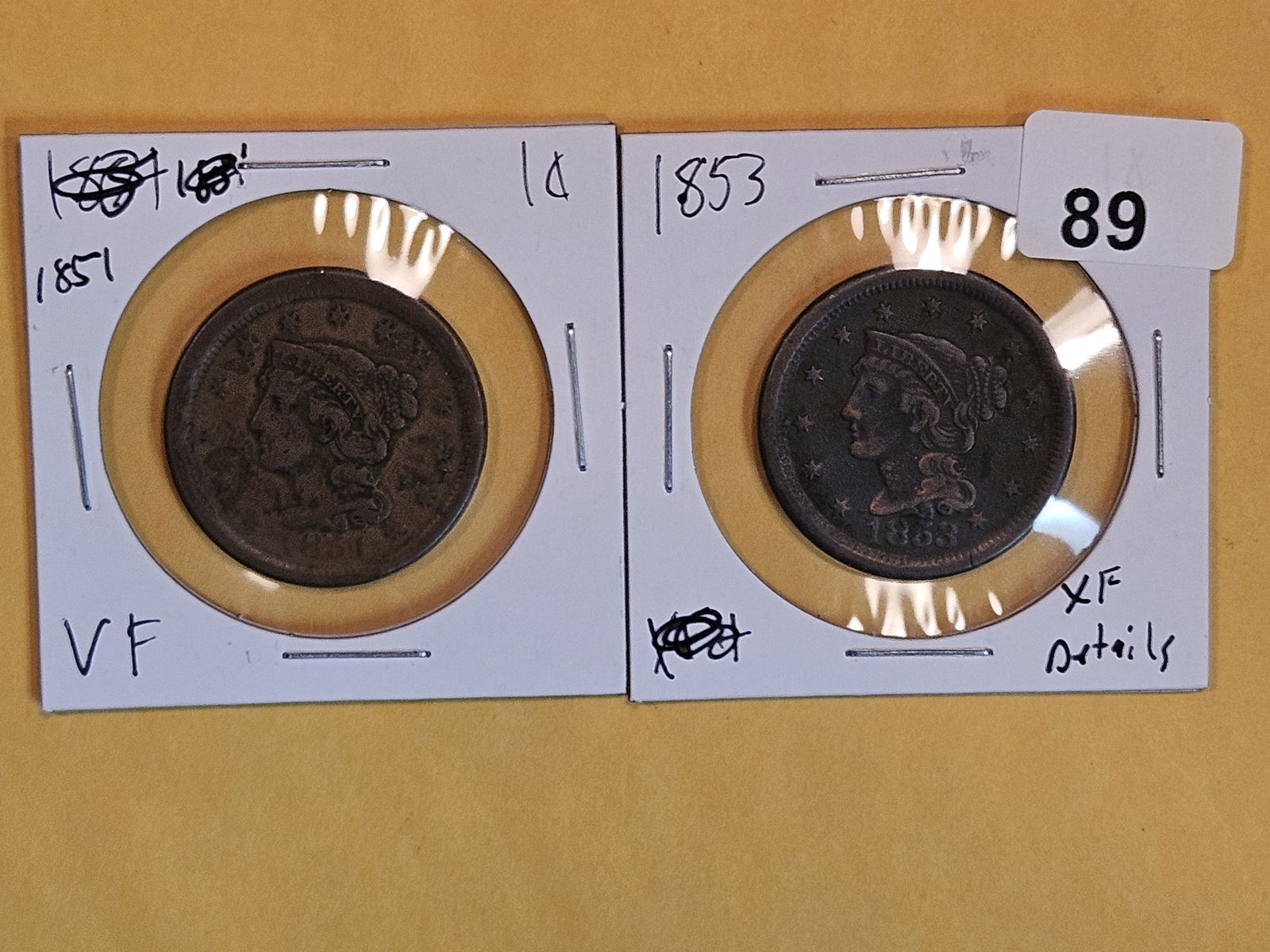 1851 and 1853 Braided Hair Large Cents (1 of 5)