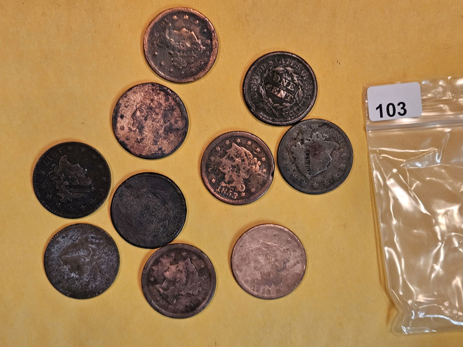 Ten mixed Large Cents (1 of 2)