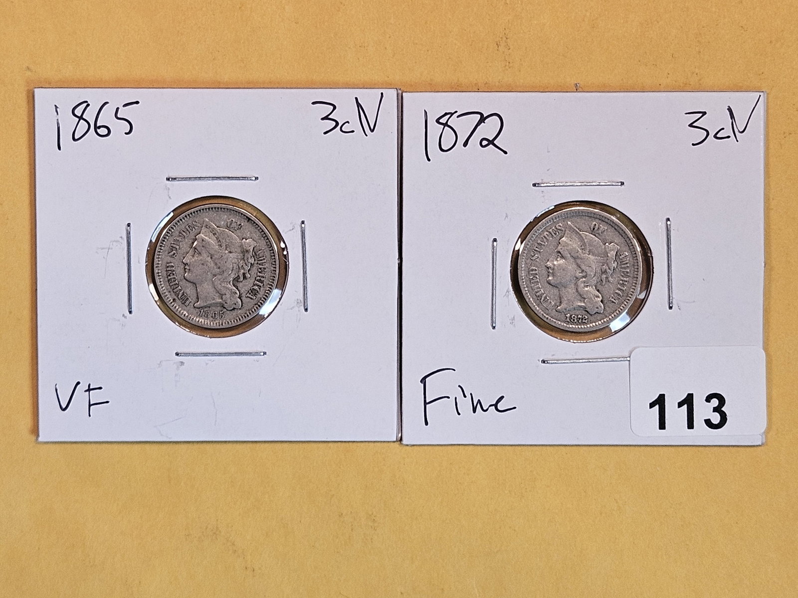 1865 and 1872 Three Cent Nickels (1 of 3)