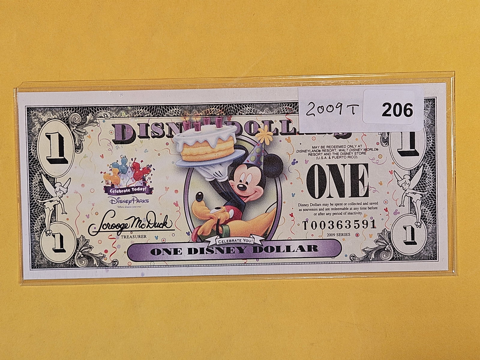 DISNEY DOLLAR!: Crisp Uncirculated 2009-T One Dollar. Scarcer. Mickey & Pluto