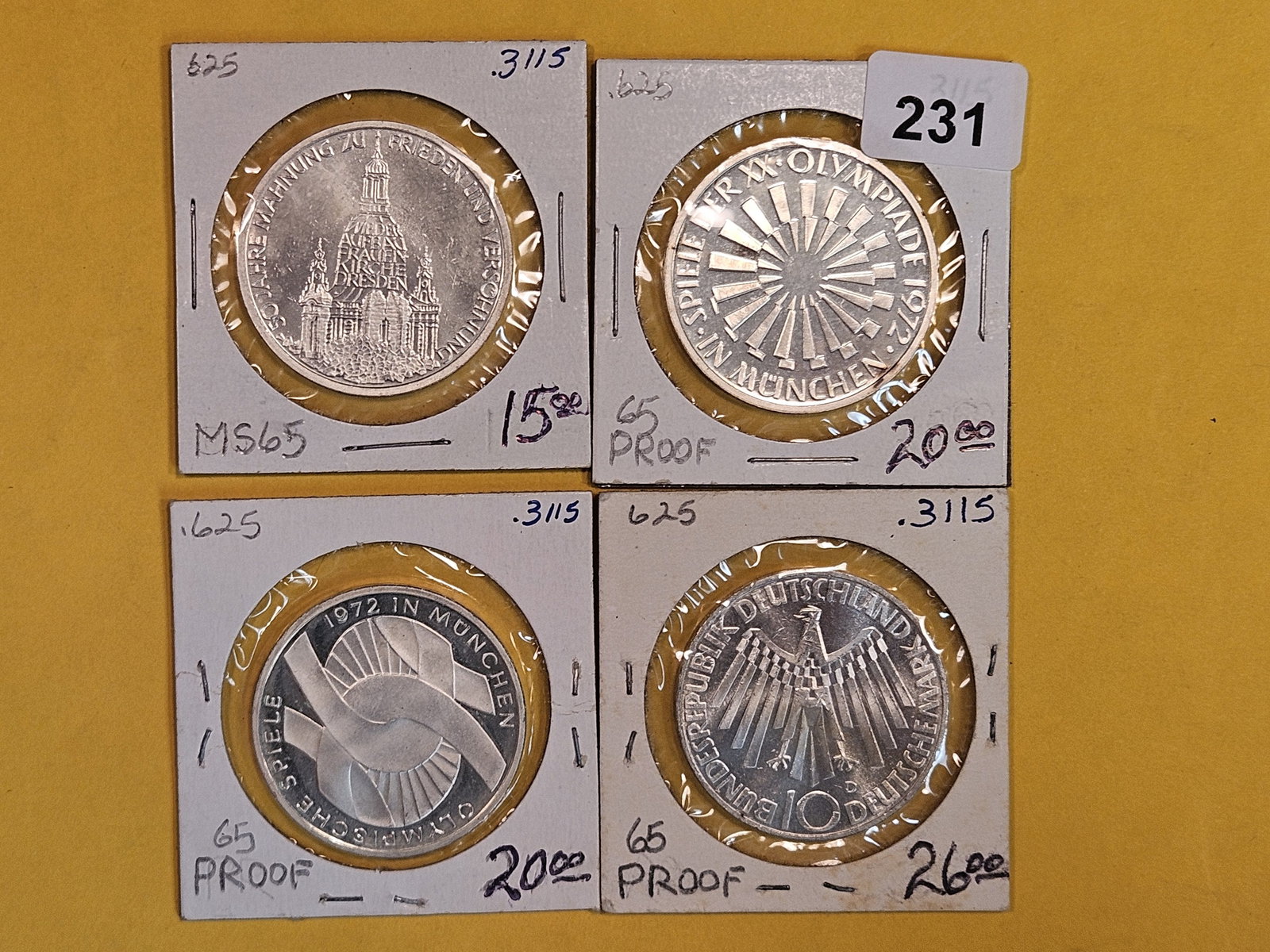 Four mixed, GEM, silver, German Commemorative Coins (1 of 2)