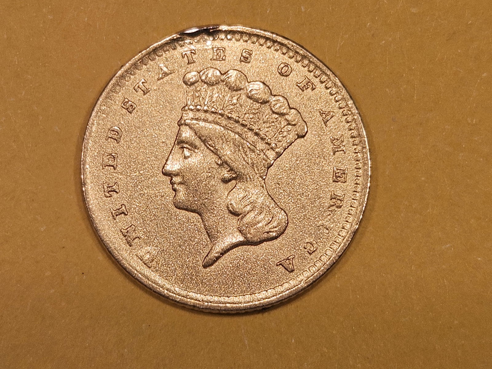 GOLD! 1856 Type 3 Gold Dollar in Brilliant About Uncirculated - details (1 of 5)