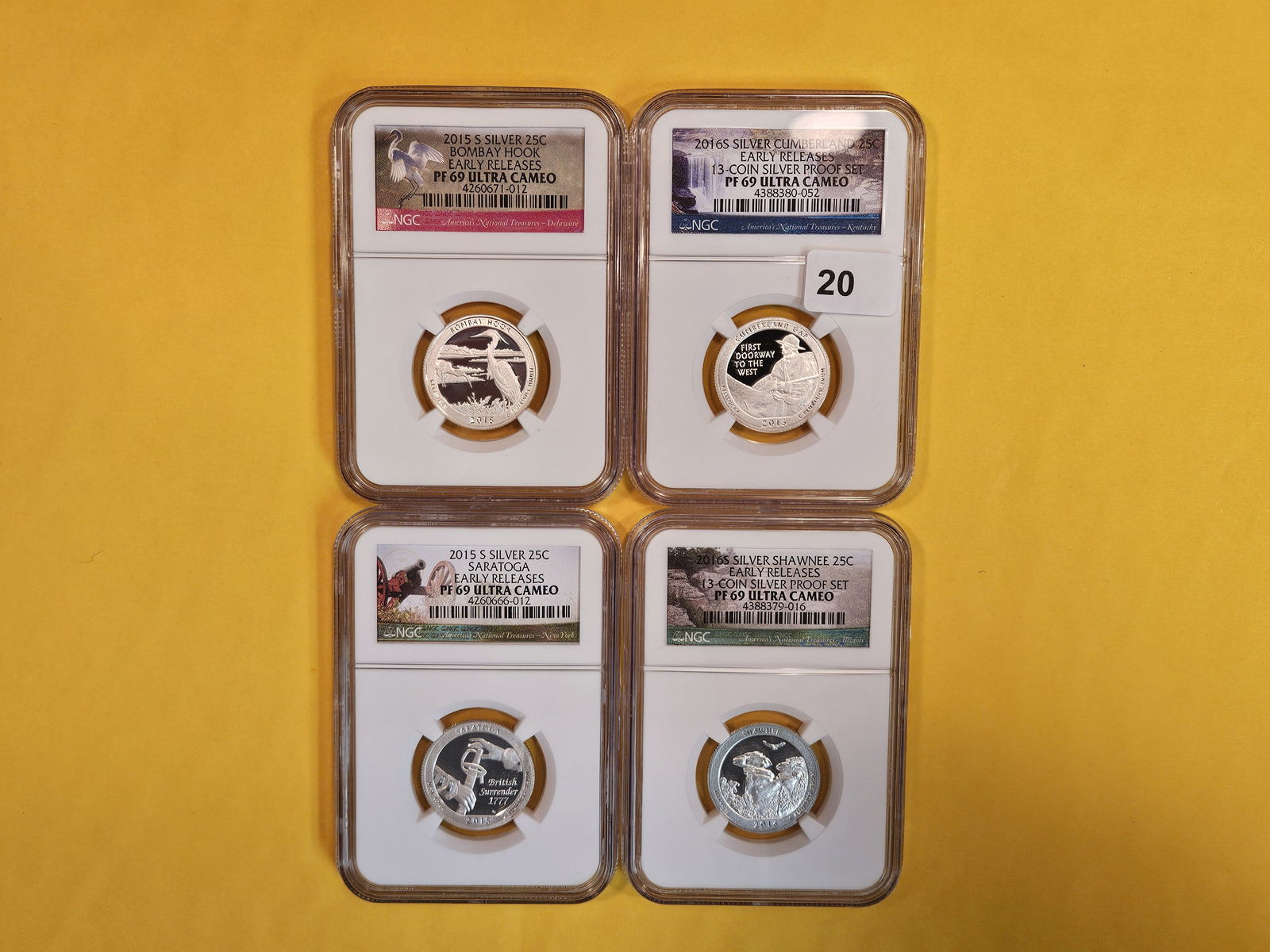 Four NGC-graded Silver Washington Quarters in Proof 69 Ultra Cameo (1 of 2)