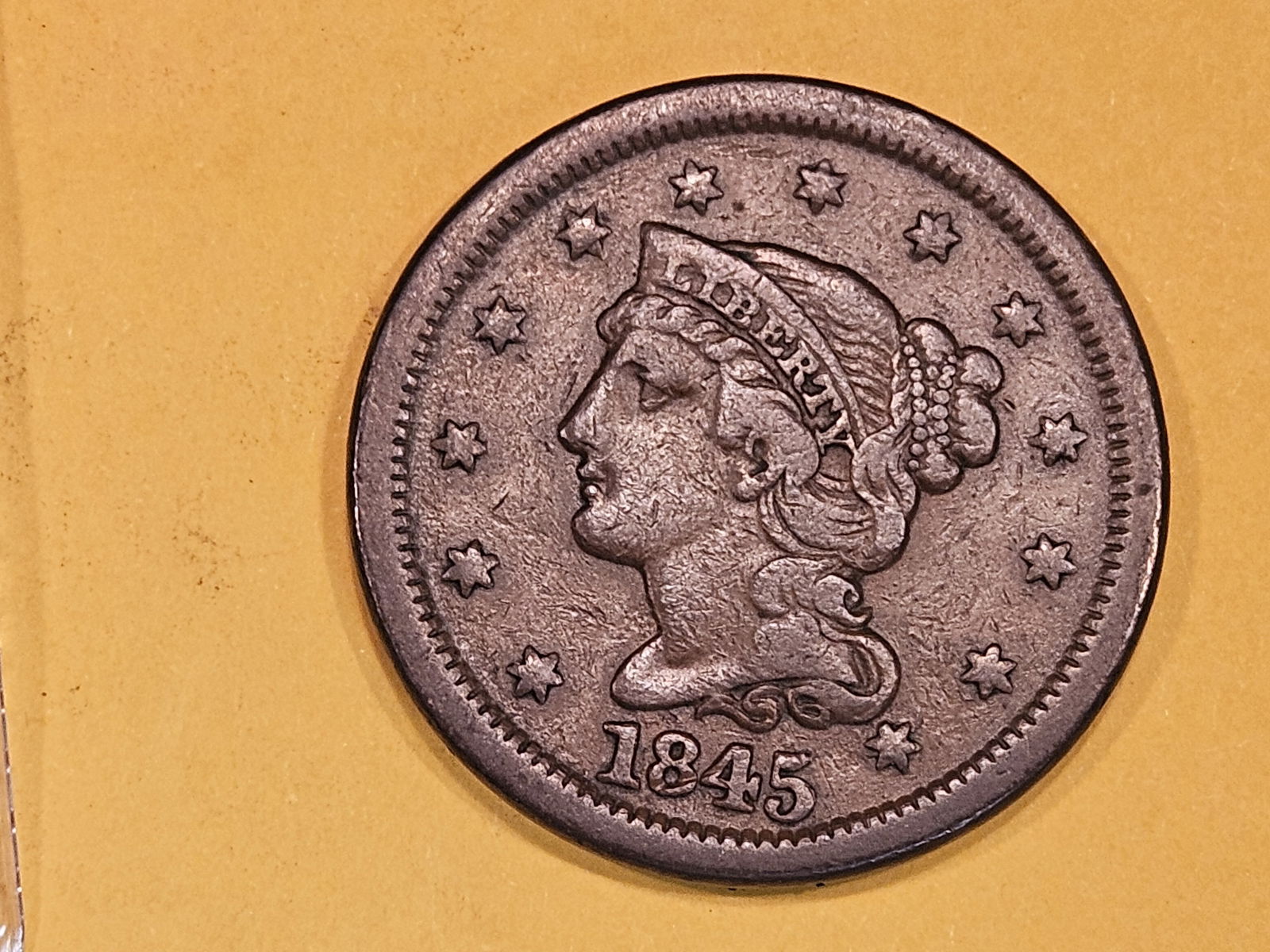 1845 Braided Hair Large Cent in Very Fine plus (1 of 3)