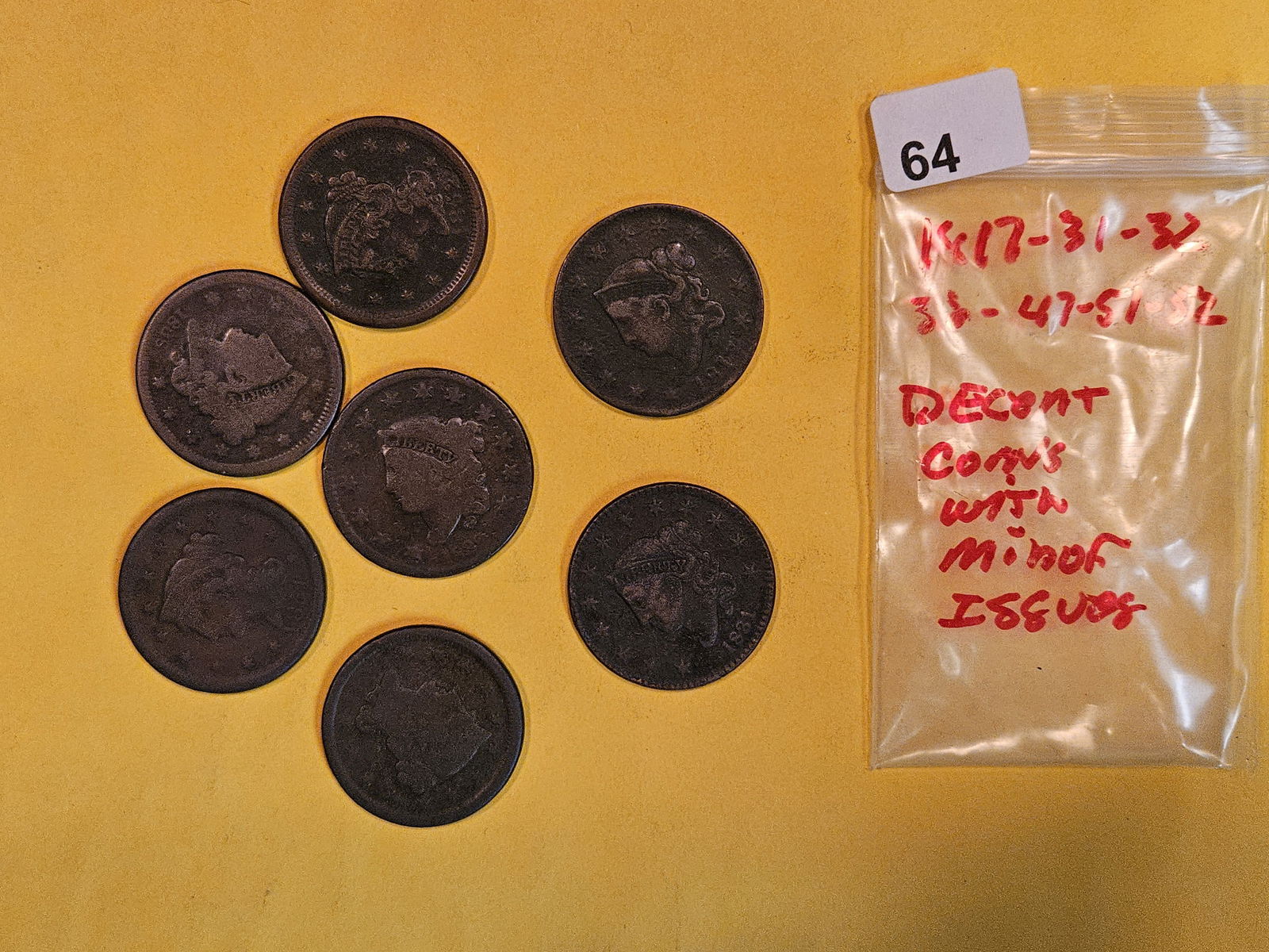 Seven mixed Large Cents (1 of 2)