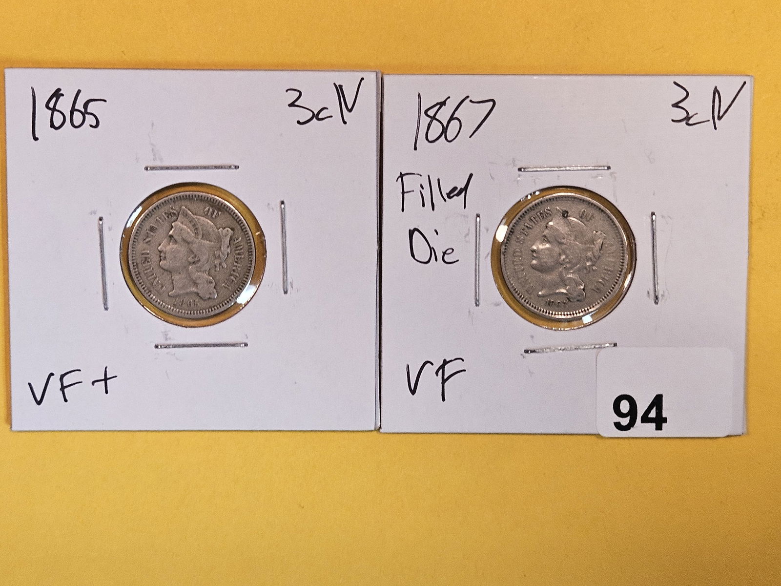 1865 and 1867 Three Cent Nickels (1 of 3)