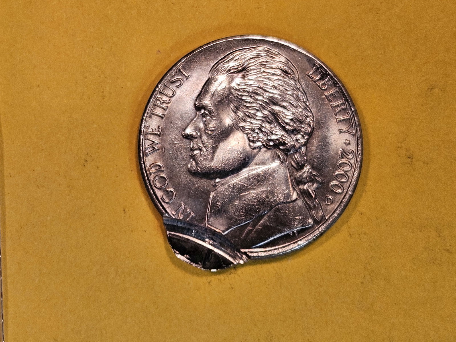 MINT ERROR! Choice Brilliant Uncirculated 2000-D Jefferson Nickel: Double-Struck