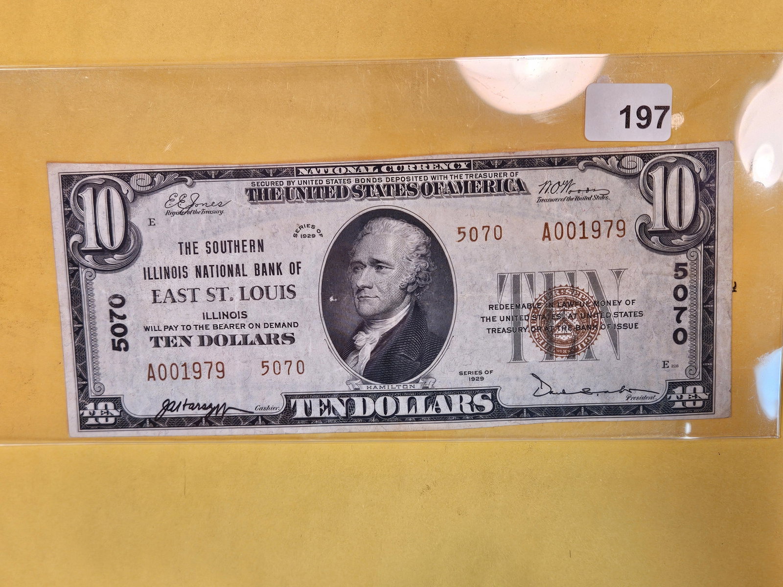 Series of 1929 Ten Dollar National Currency in Extra Fine: The Southern Illinois National Bank of East St. Louis