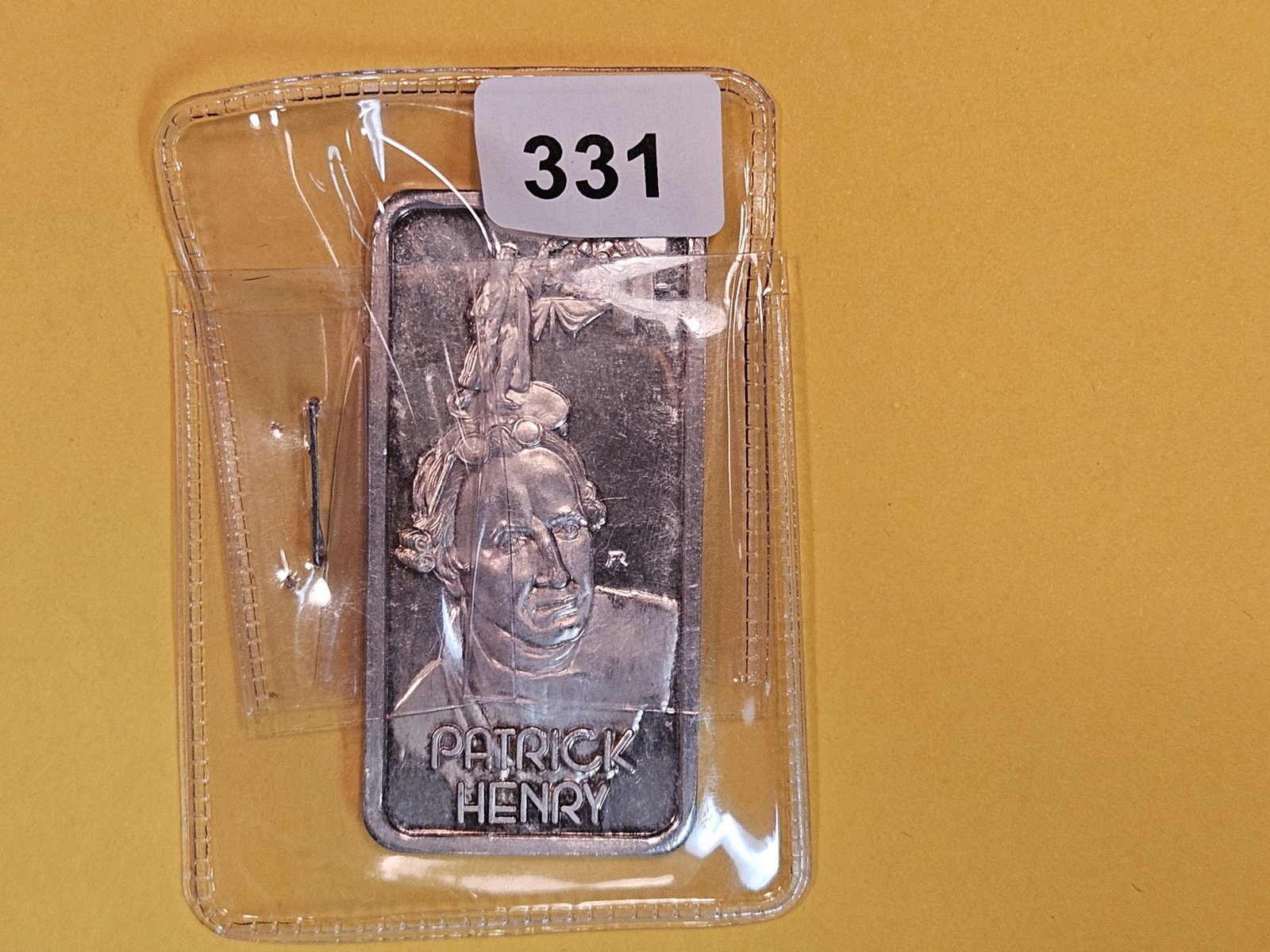 One Troy ounce .999 fine silver proof art bar: Patrick Henry