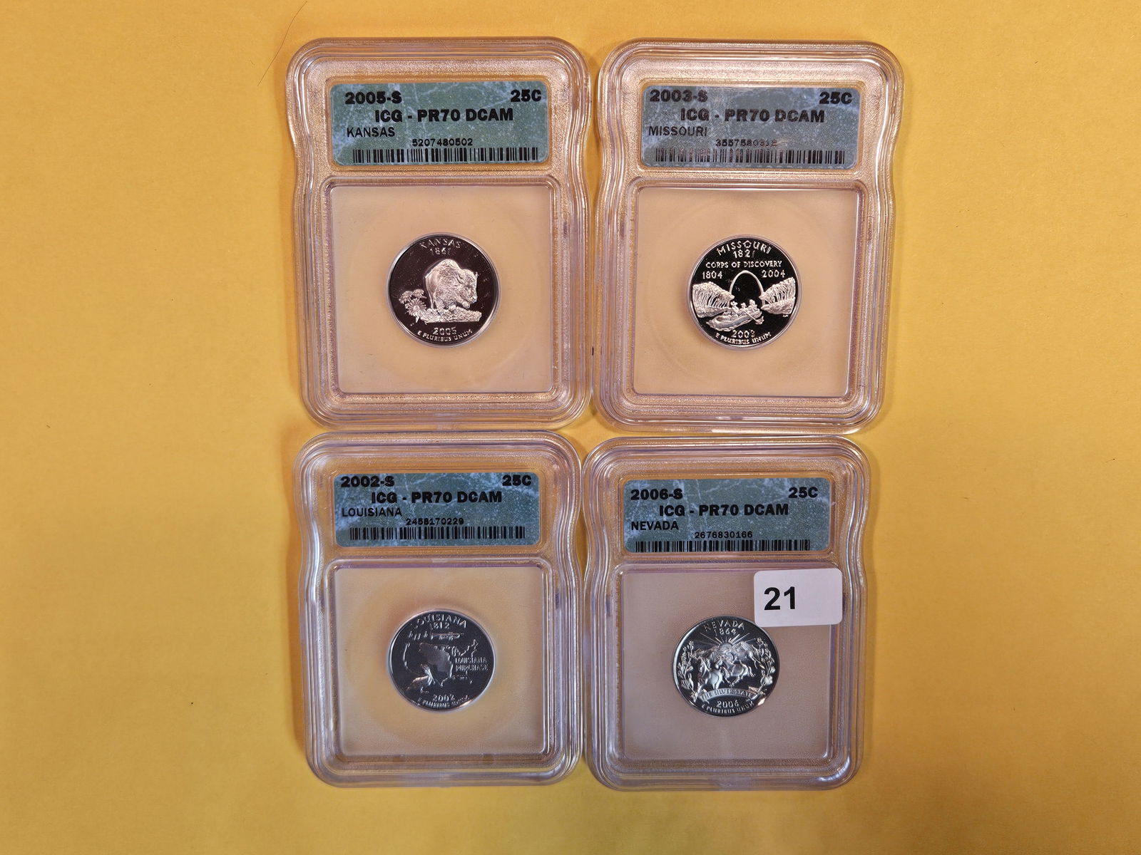 Four Perfect ICG-graded Washington Quarters in Proof 70 Deep Cameo (1 of 3)