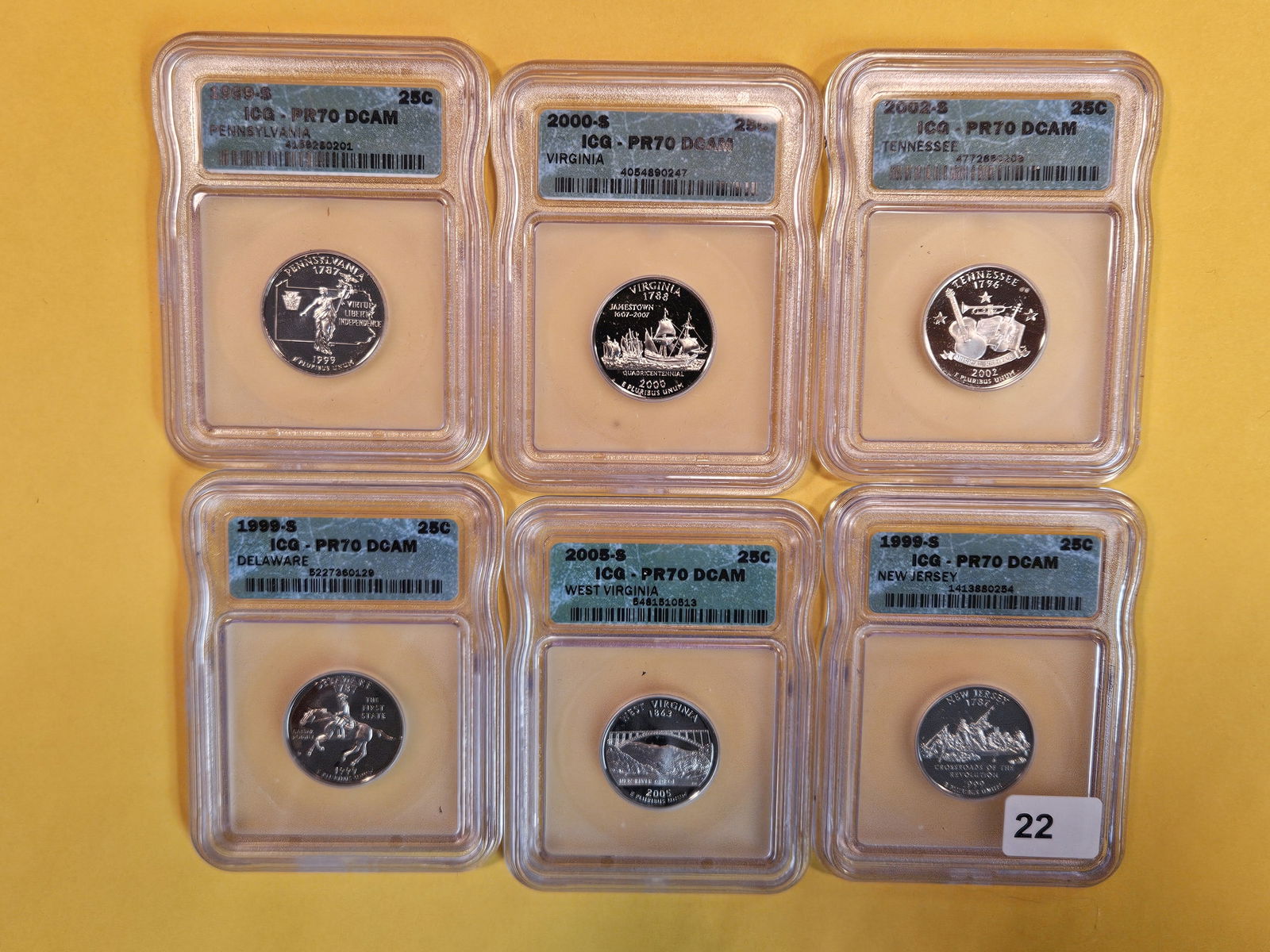 Six Perfect ICG-graded Washington Quarters in Proof 70 Deep Cameo (1 of 2)