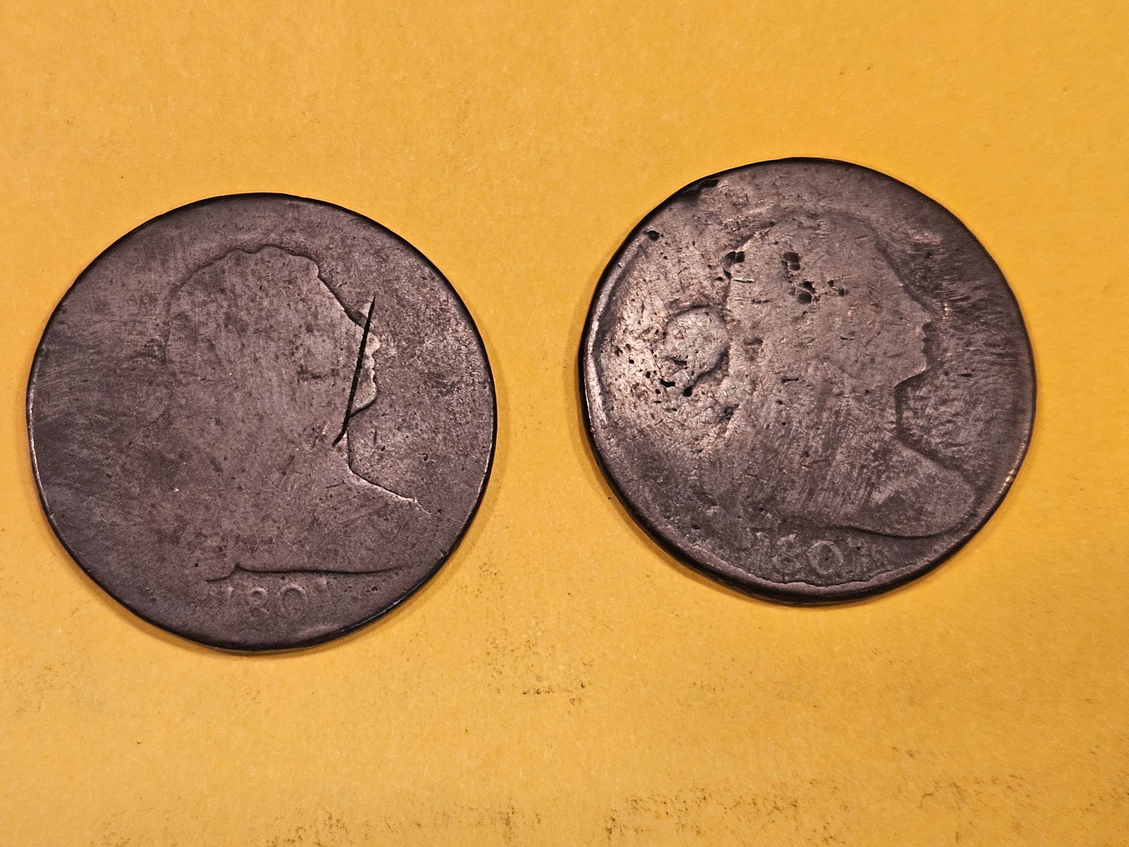 1801  and 1807 Draped Bust Large Cents (1 of 3)