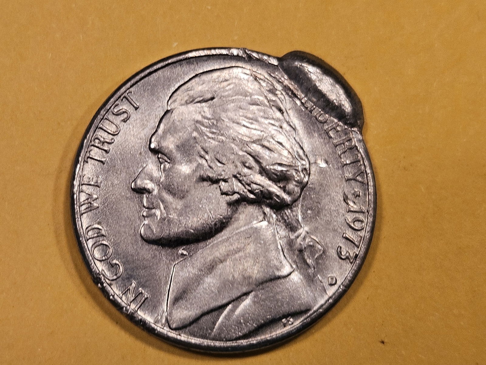 MINT ERROR! Choice Brilliant Uncirculated 1973-D Jefferson Nickel (1 of 5)