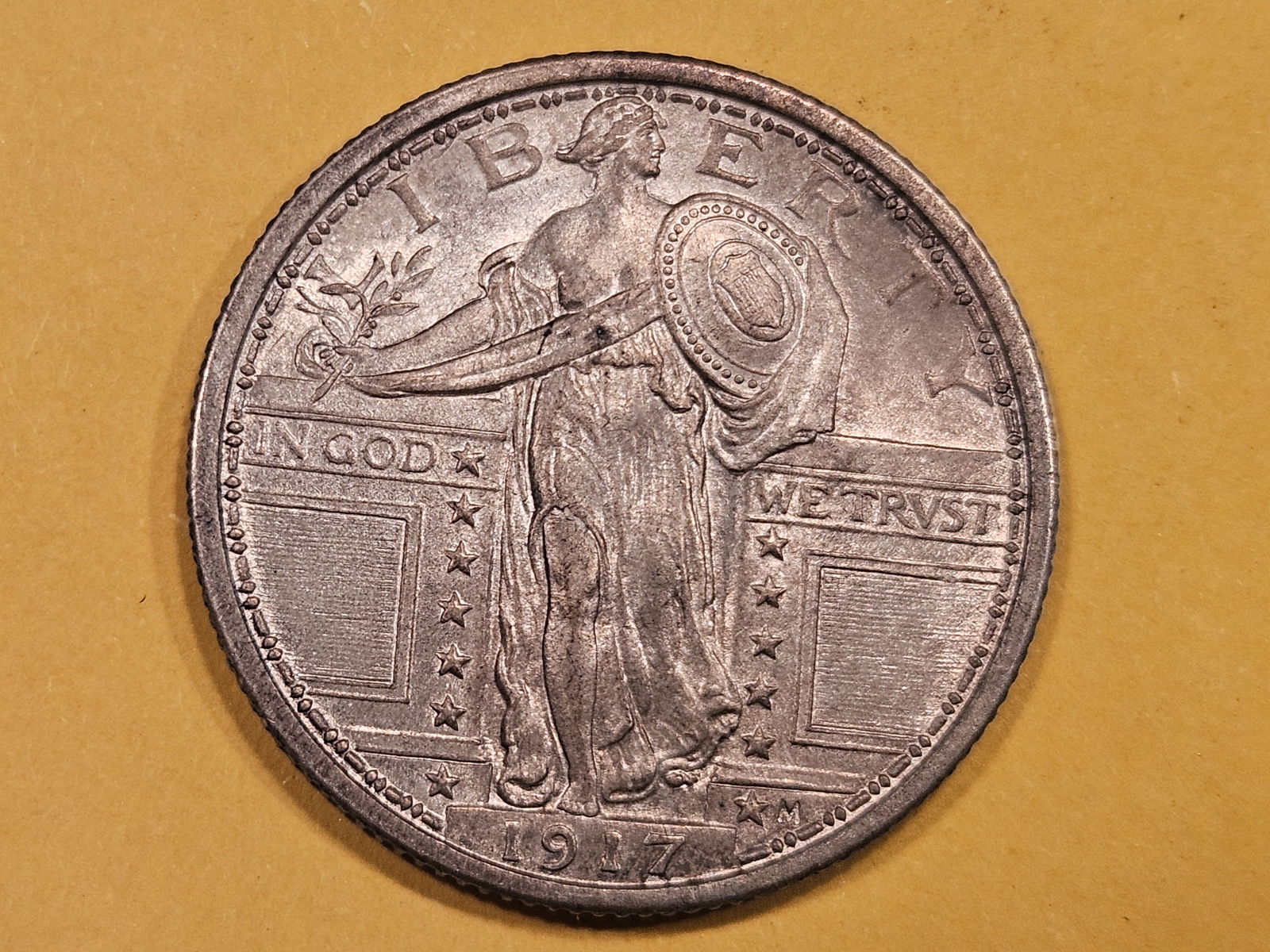* Semi-Key * 1917 Type 1 Standing Liberty Quarter in About Uncirculated - 58 (1 of 9)