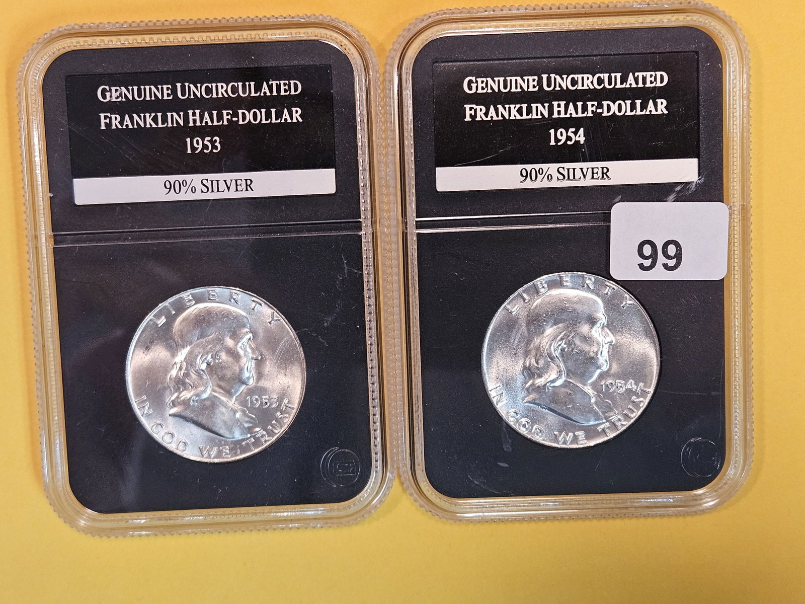 Two Choice Brilliant Uncirculated Franklin silver Half Dollars (1 of 2)