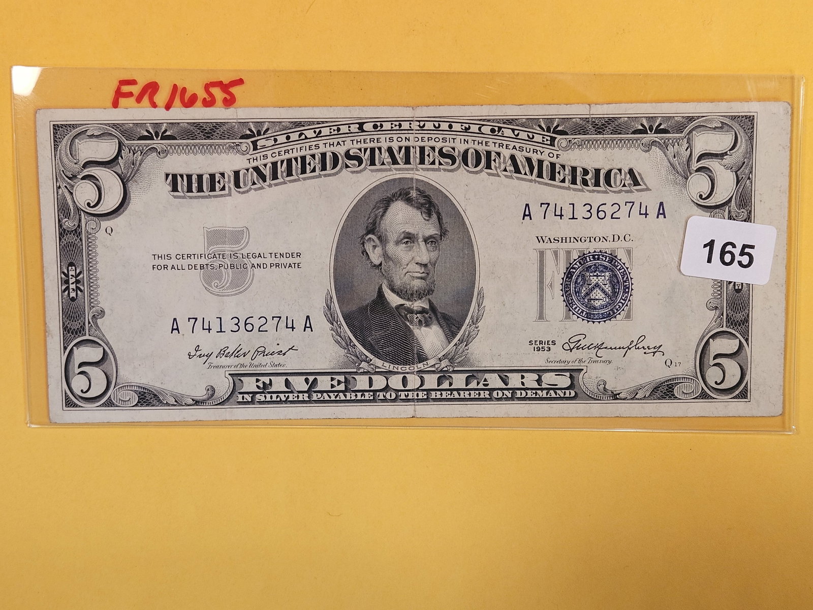 Two Series of 1953 Five Dollar Silver Certificates (1 of 2)