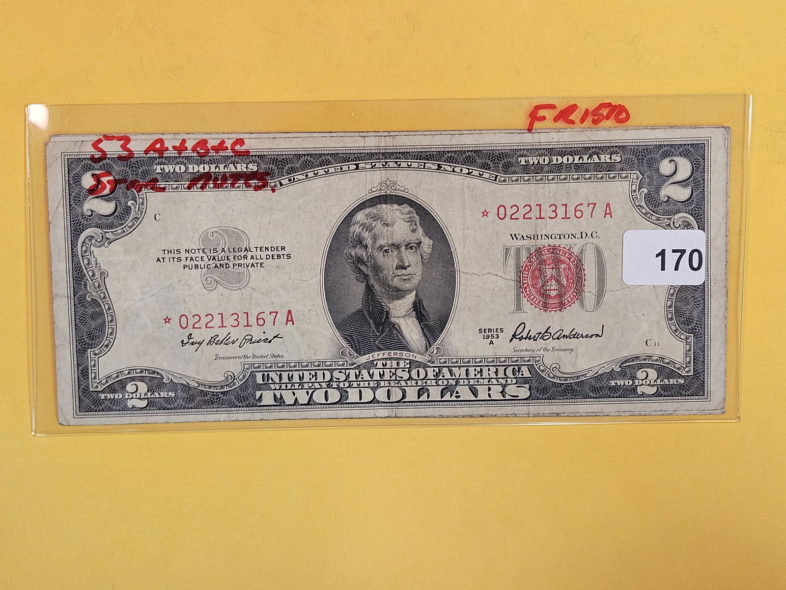 Three 1953 Two Dollar US Note Red Seals (1 of 2)