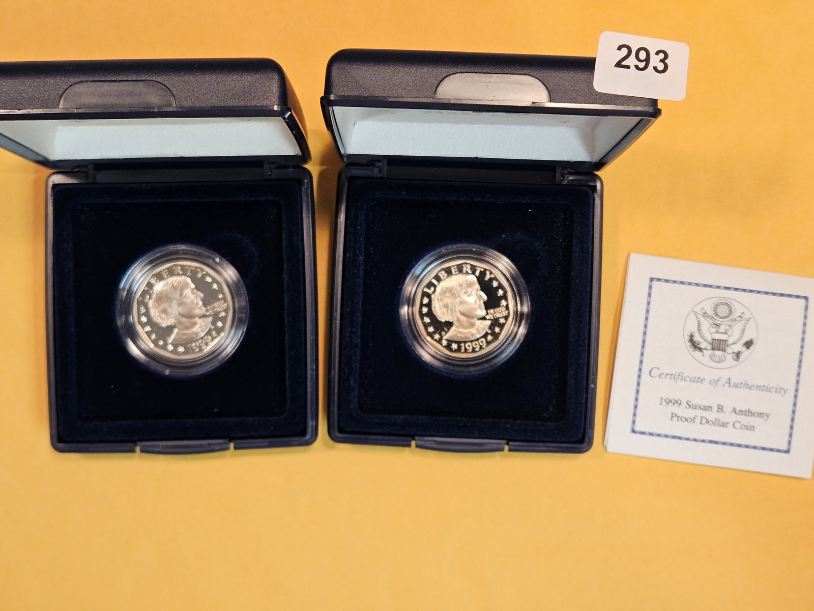 Two KEY DATE 1999-P Susan B Anthony Proof Deep Cameo Dollars (1 of 3)