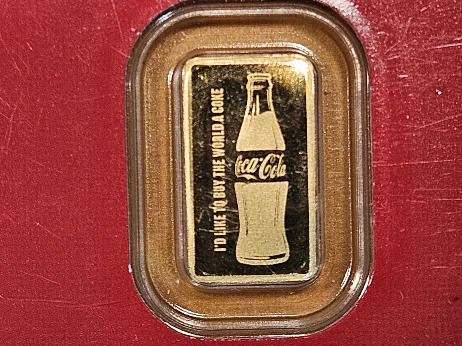 GOLD! Coca-Cola one-half gram .9999 fine gold bar: In Assay holder