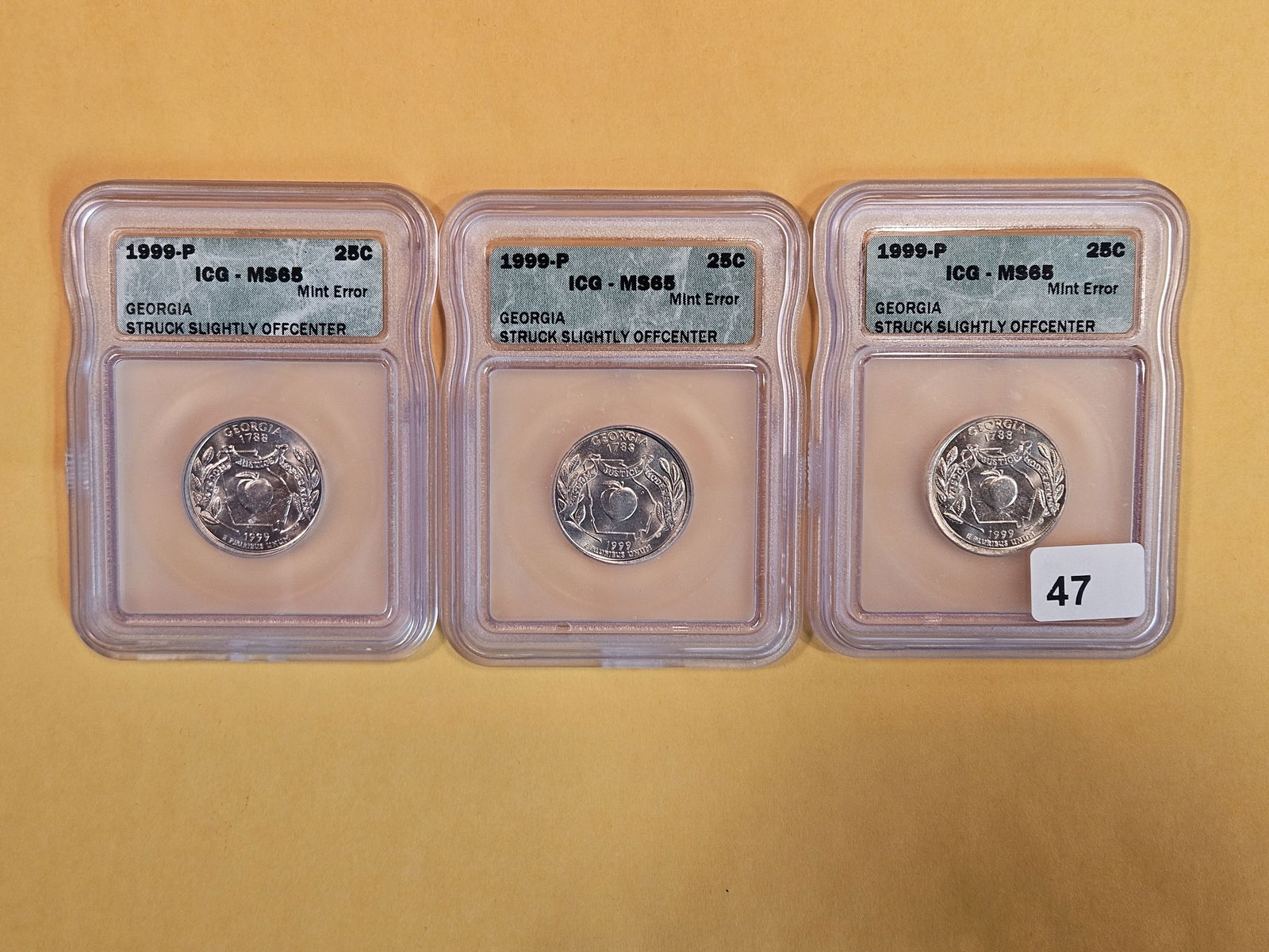 MINT ERRORS! Three ICG-graded, Washington Quarters in Mint State 65 (1 of 2)