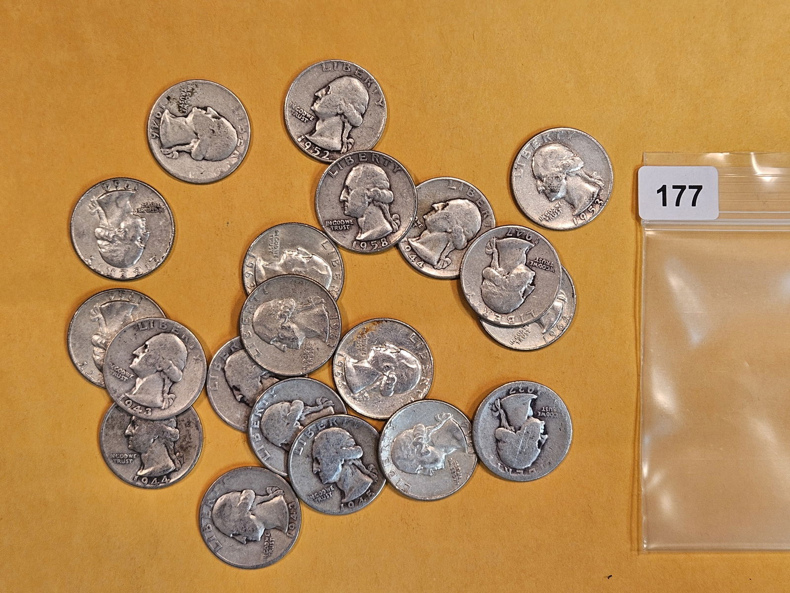 Twenty mixed silver Washington Quarters (1 of 2)