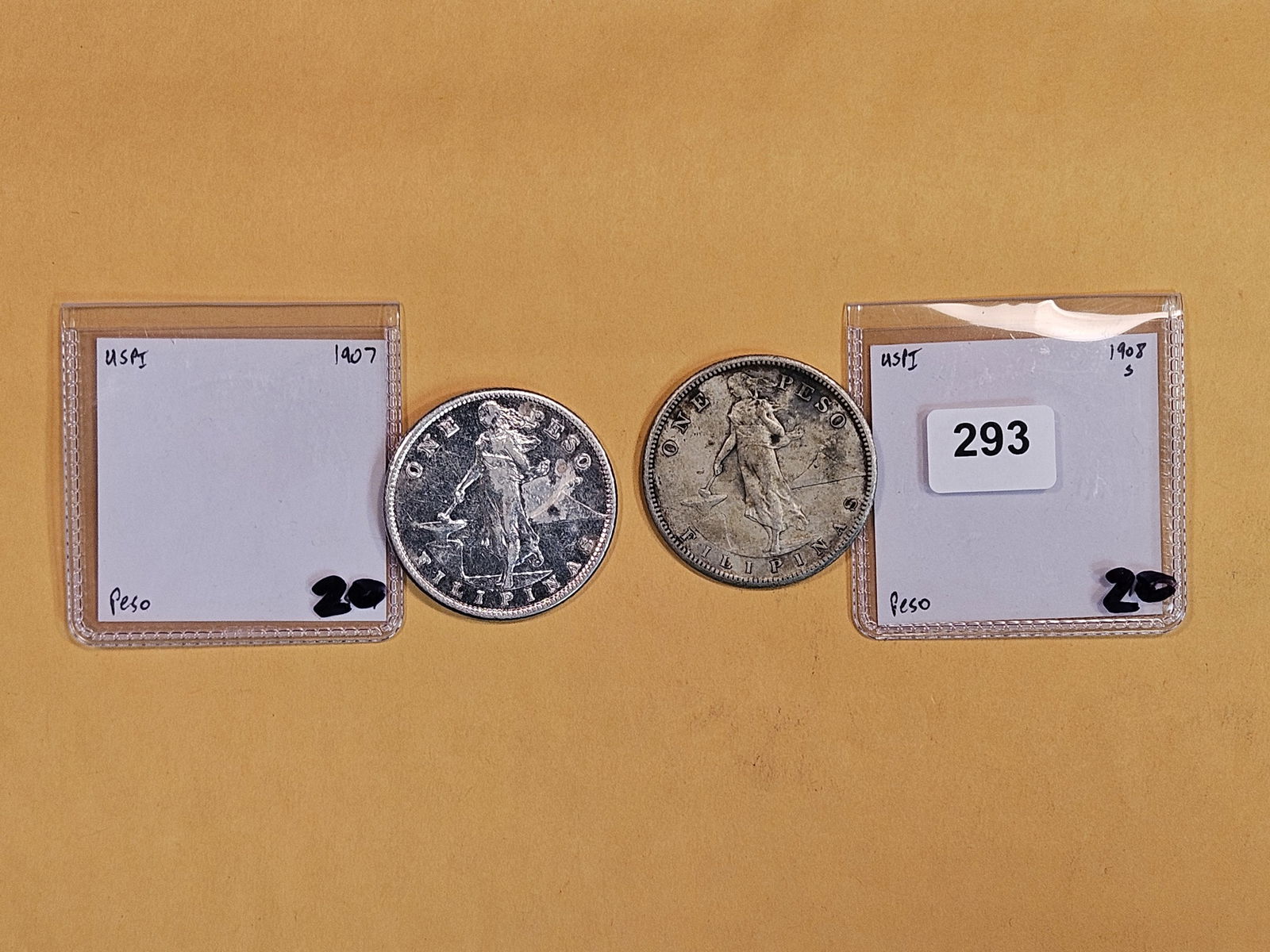 1907 and 1908 silver Philippines Peso (1 of 3)