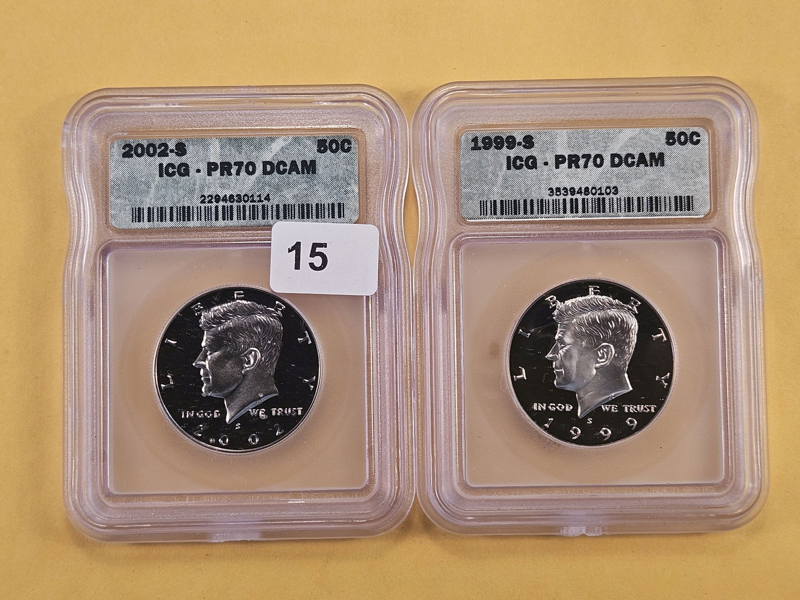 PERFECT! Two ICG Kennedy Half Dollars in Proof 70 Deep Cameo (1 of 6)