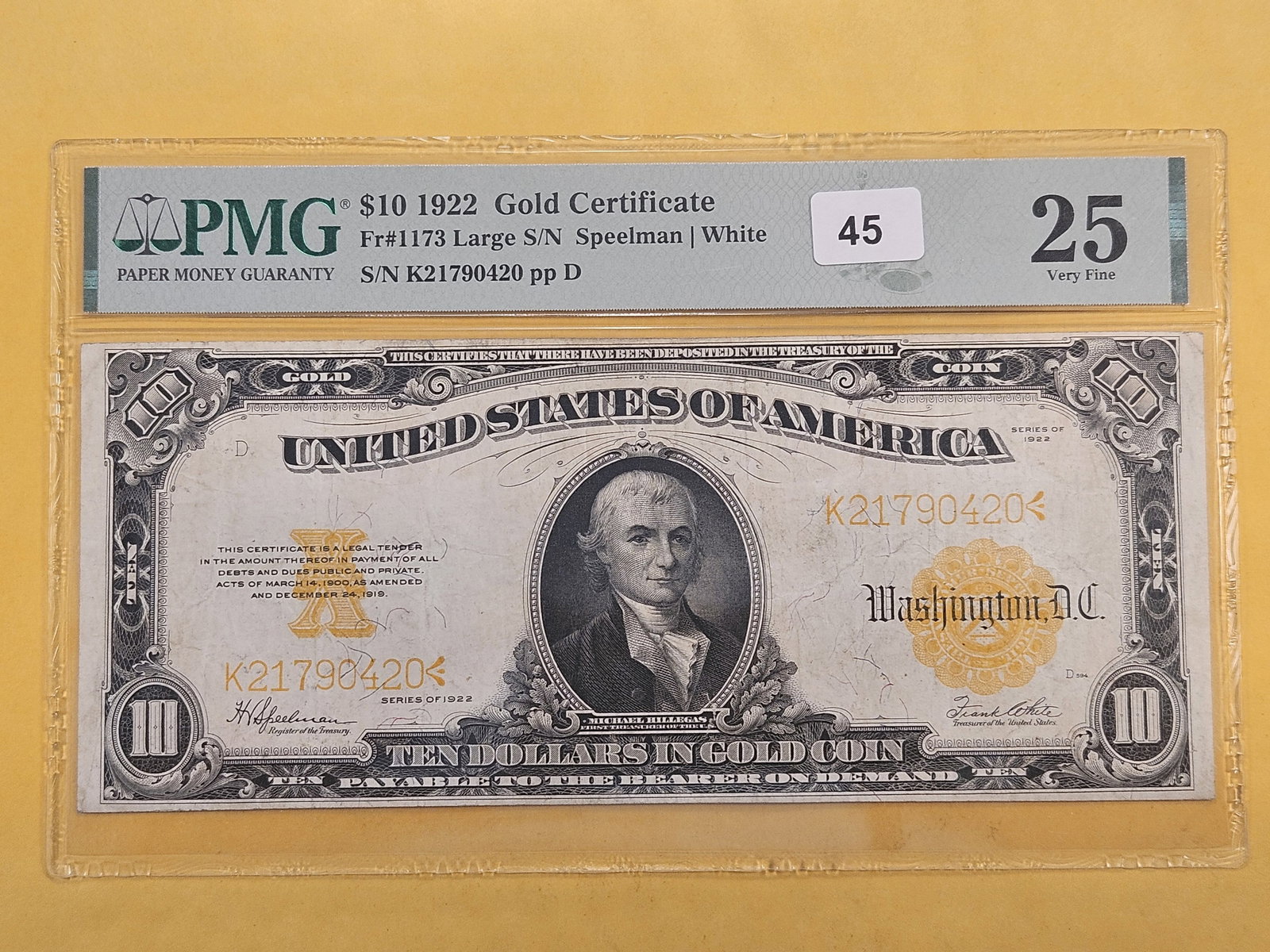 PMG Series 1922 Ten Dollar Gold Certificate in Very Fine 25 (1 of 4)