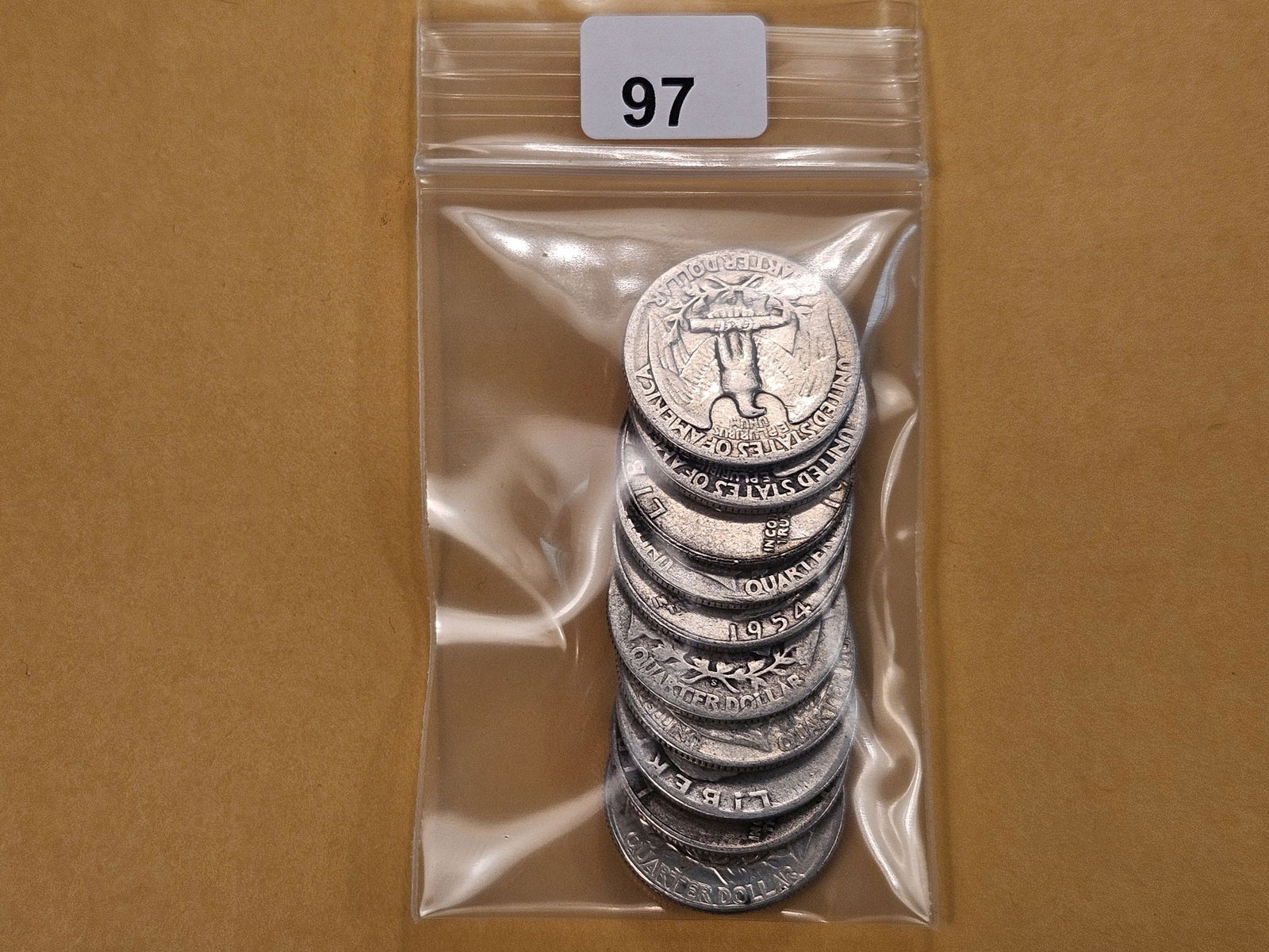 Ten Washington Silver Quarters (1 of 3)
