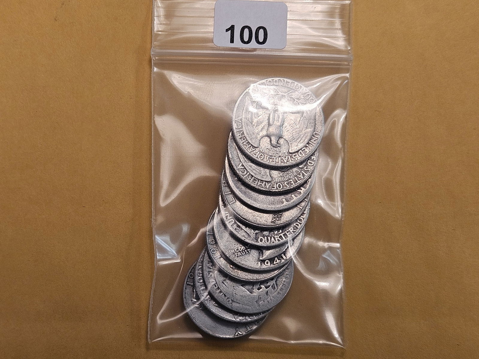 Ten Washington Silver Quarters (1 of 3)