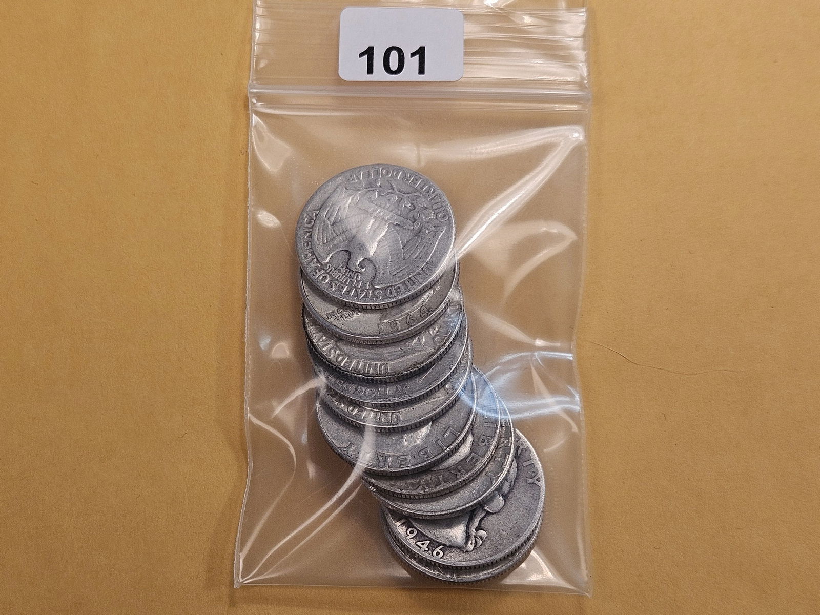 Ten Washington Silver Quarters (1 of 3)