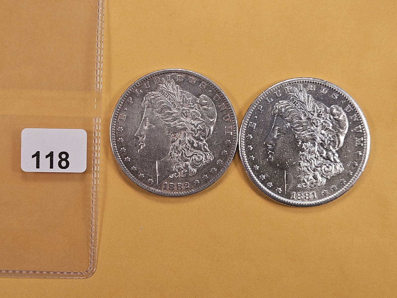 Two About Uncirculated -details Morgan Silver Dollars (1 of 2)