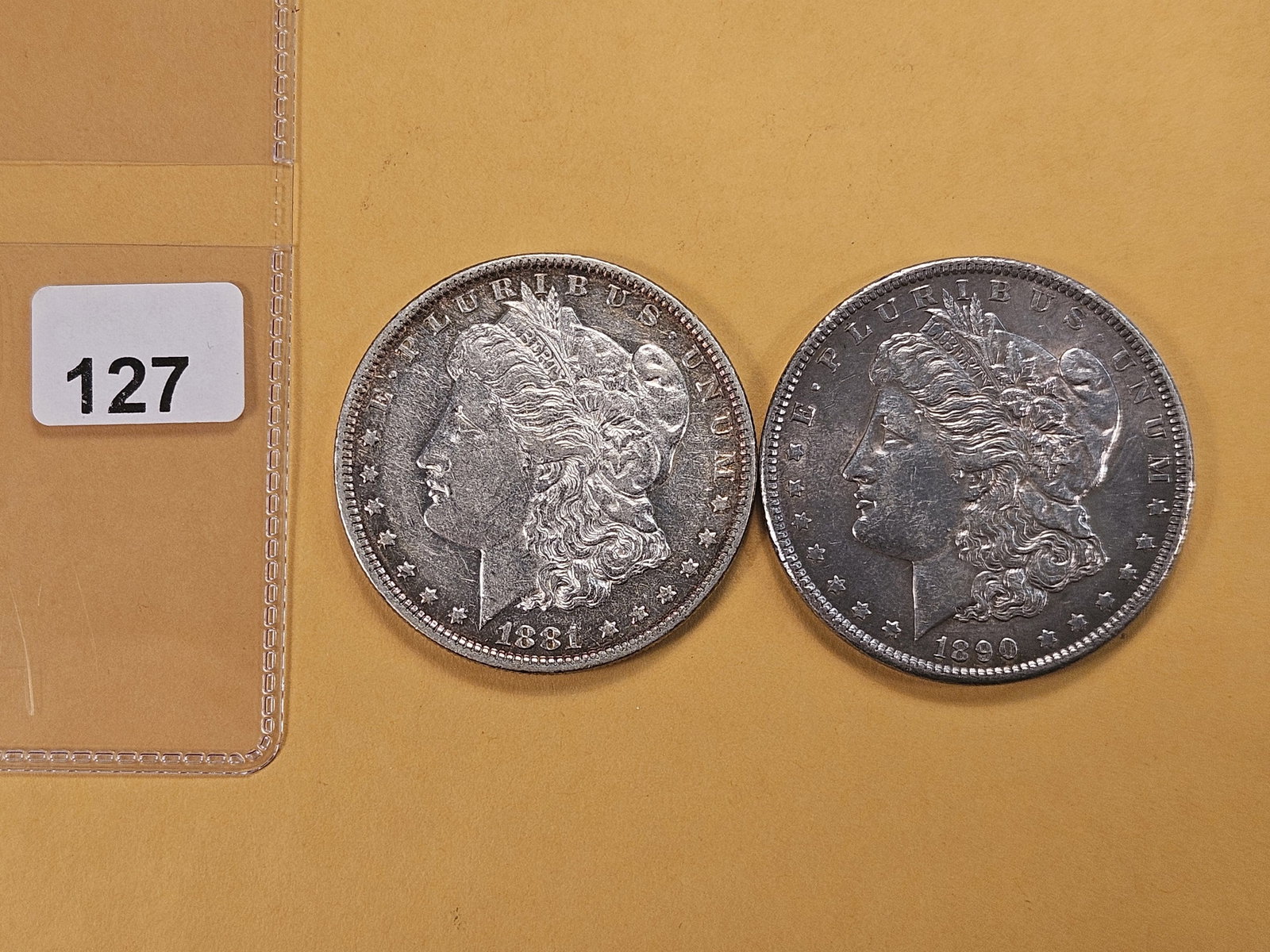 Two About Uncirculated -details Morgan Silver Dollars (1 of 2)