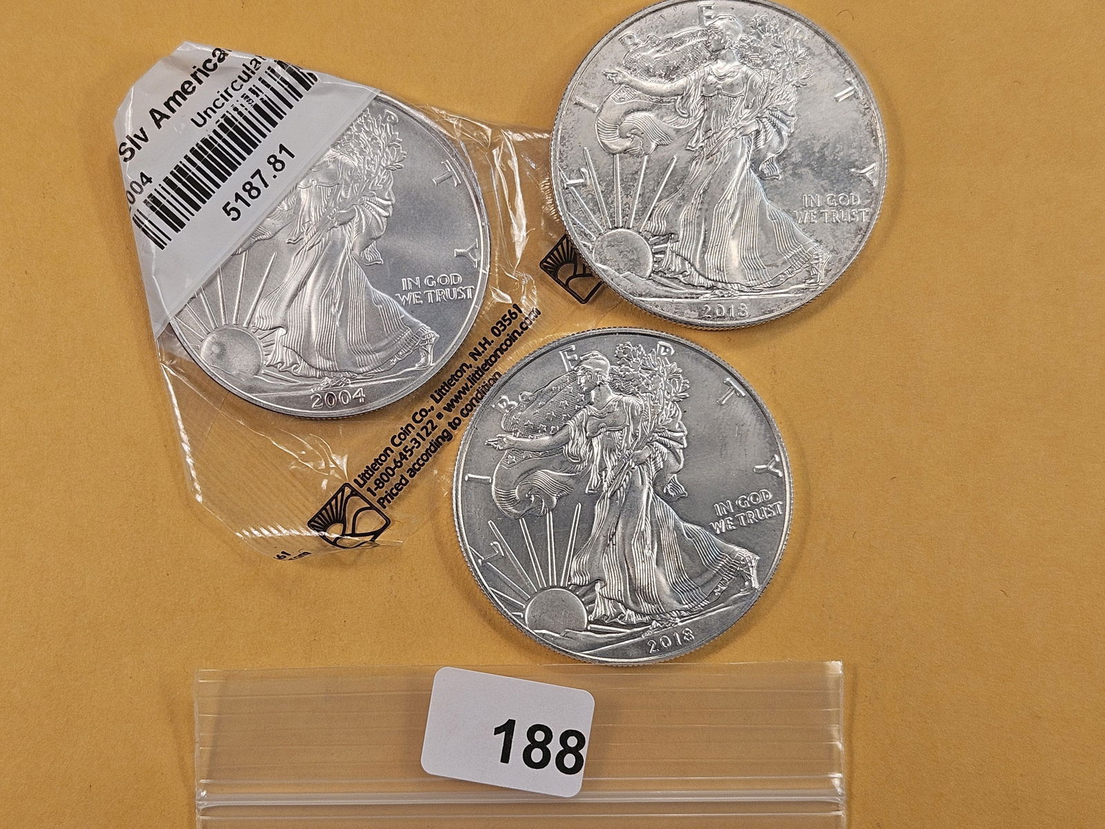 Three GEM Brilliant Uncirculated American Silver Eagles (1 of 2)