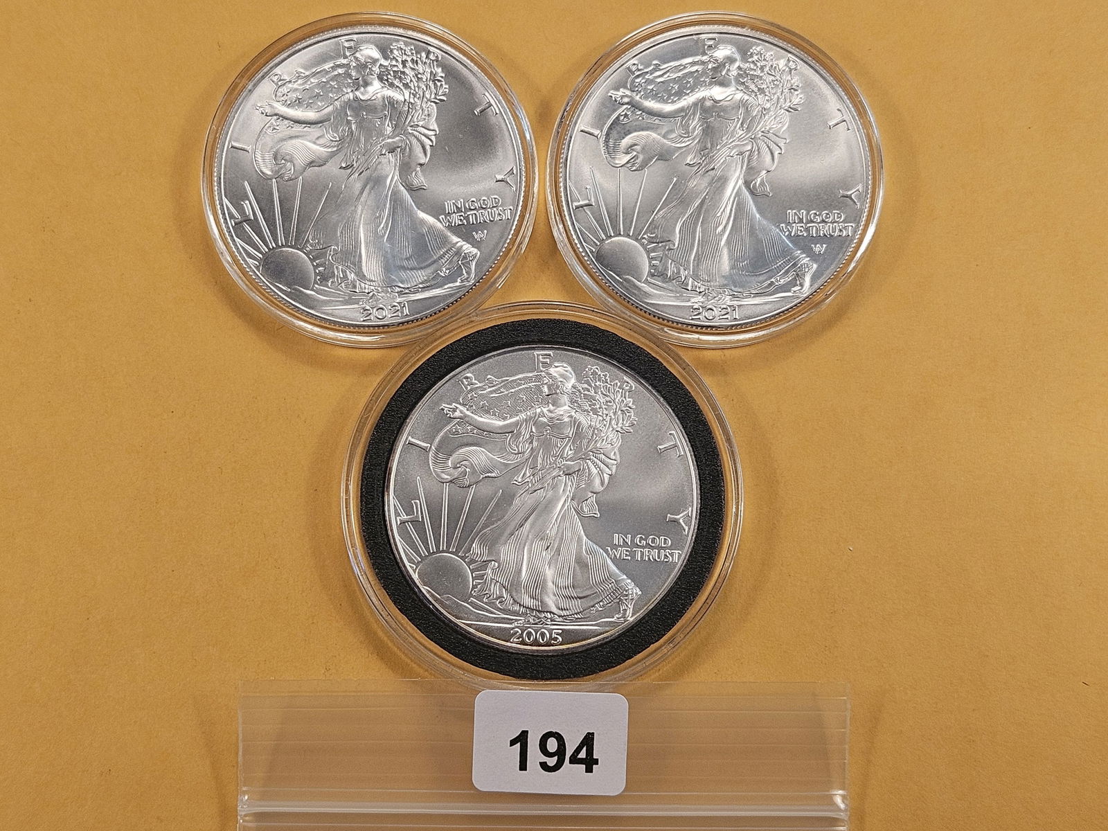 Three GEM Brilliant Uncirculated American Silver Eagles (1 of 3)