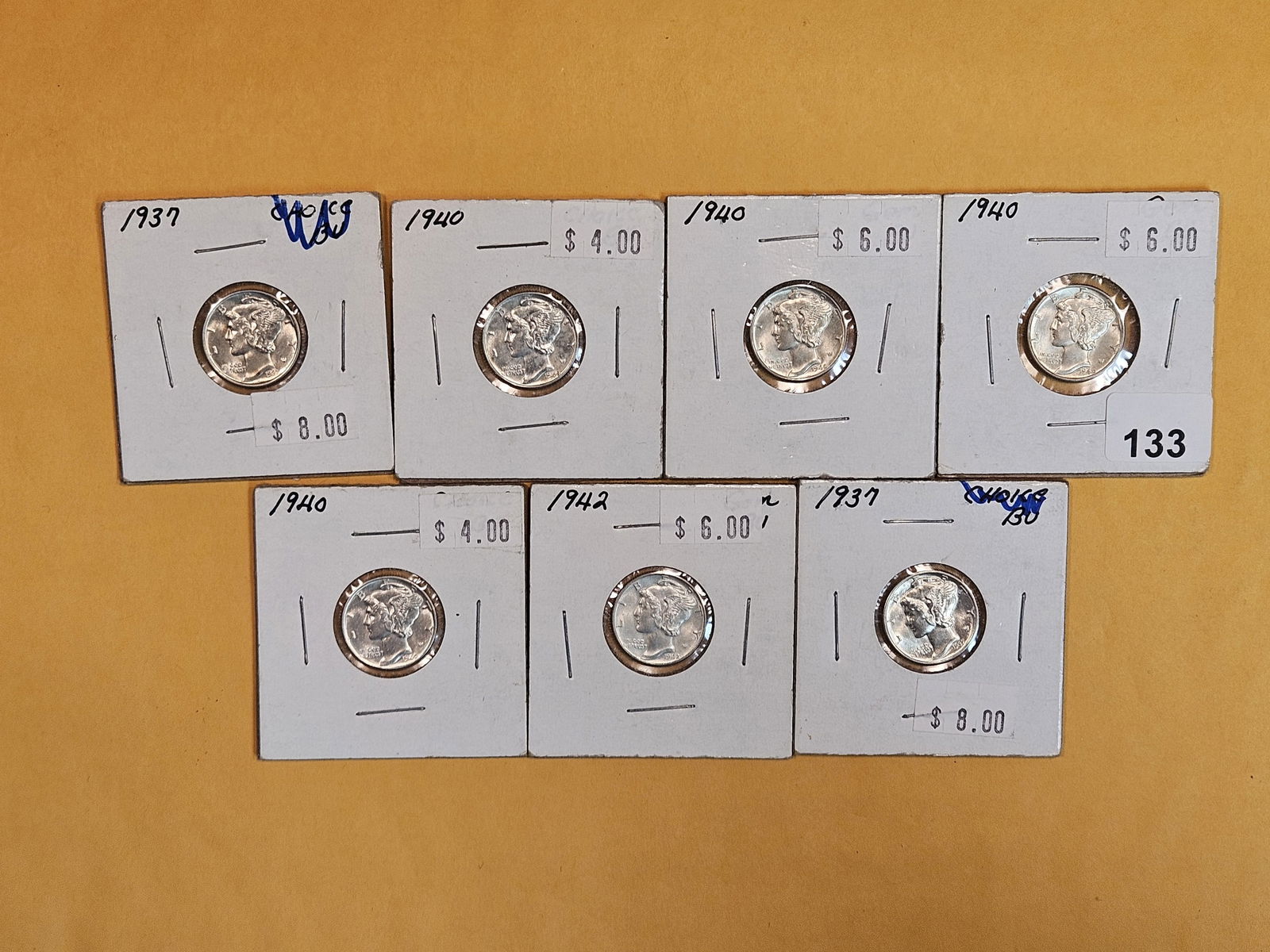 Seven Choice Brilliant Uncirculated Mercury silver Dimes (1 of 7)