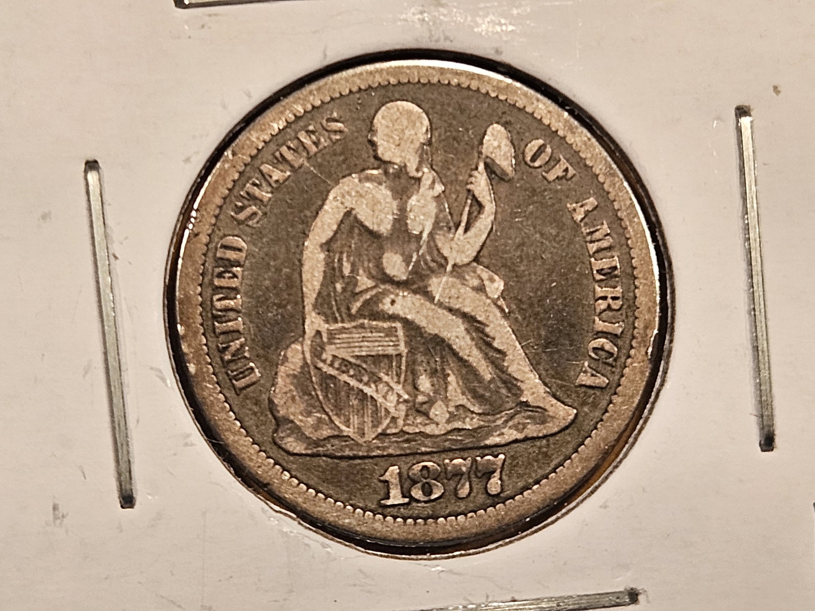 1877-CC Seated Liberty Dime in Very Good: CARSON CITY!