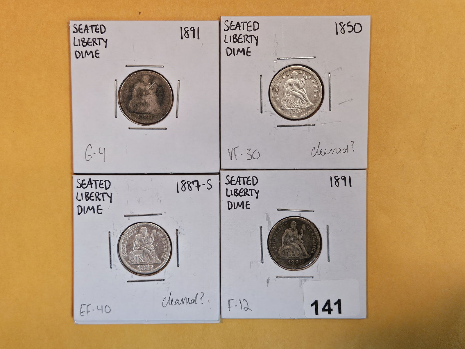 Four mixed Seated Liberty silver Dimes (1 of 4)