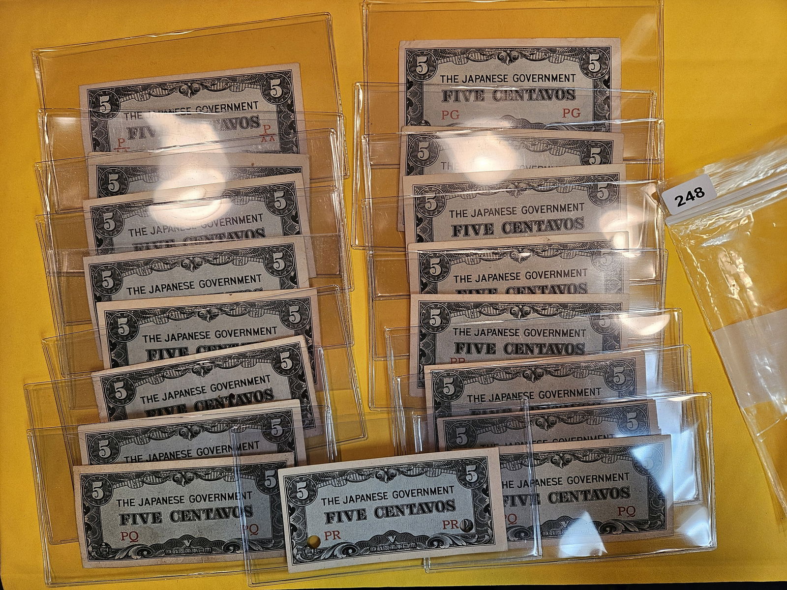 Seventeen Crisp AU-UNC Japanese Government Five centavos (1 of 3)