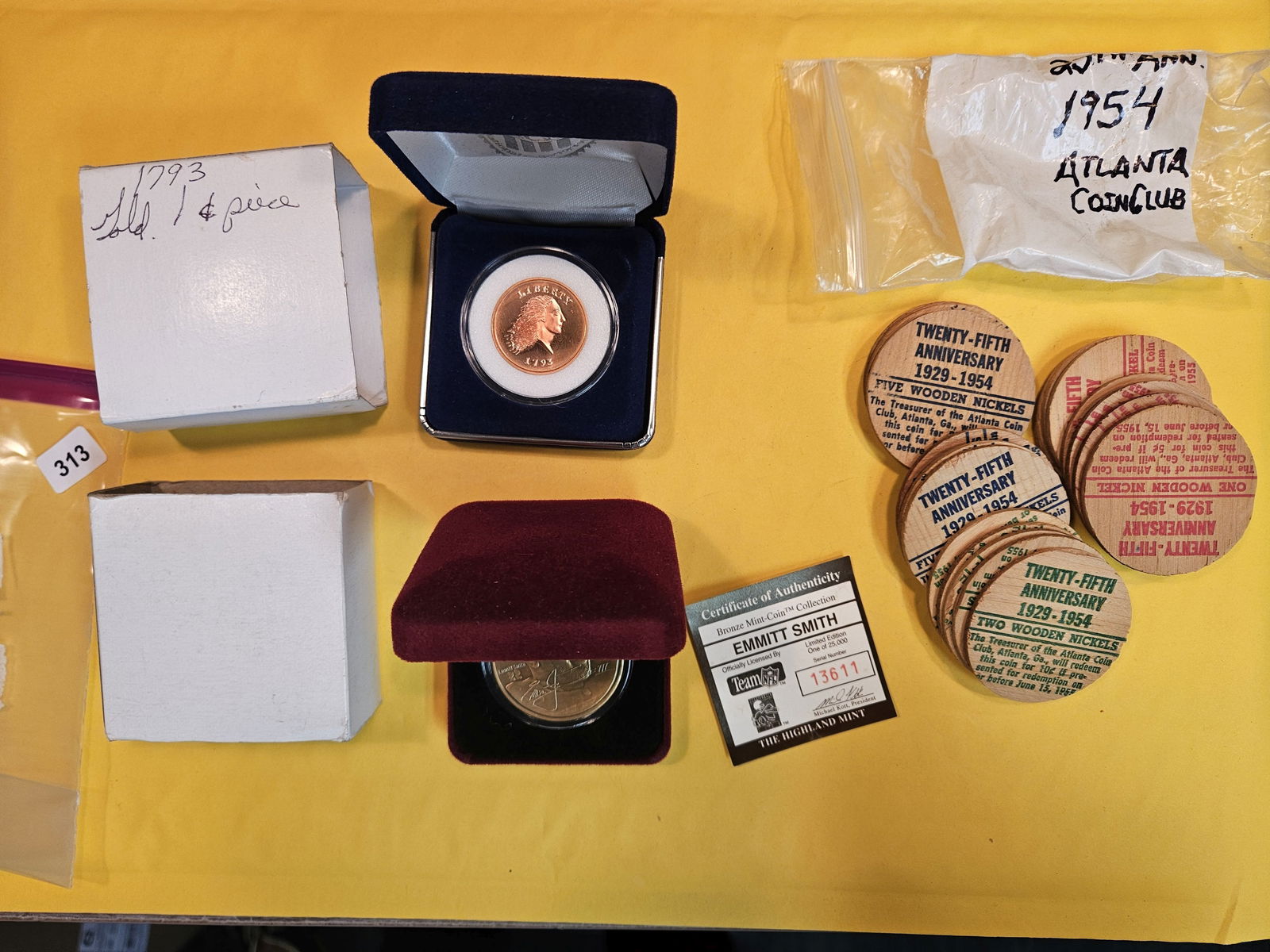 EXONUMIA!: Cool Gallery mint 1793 Cent replica, Emmitt Smith token and some wooden nickels
